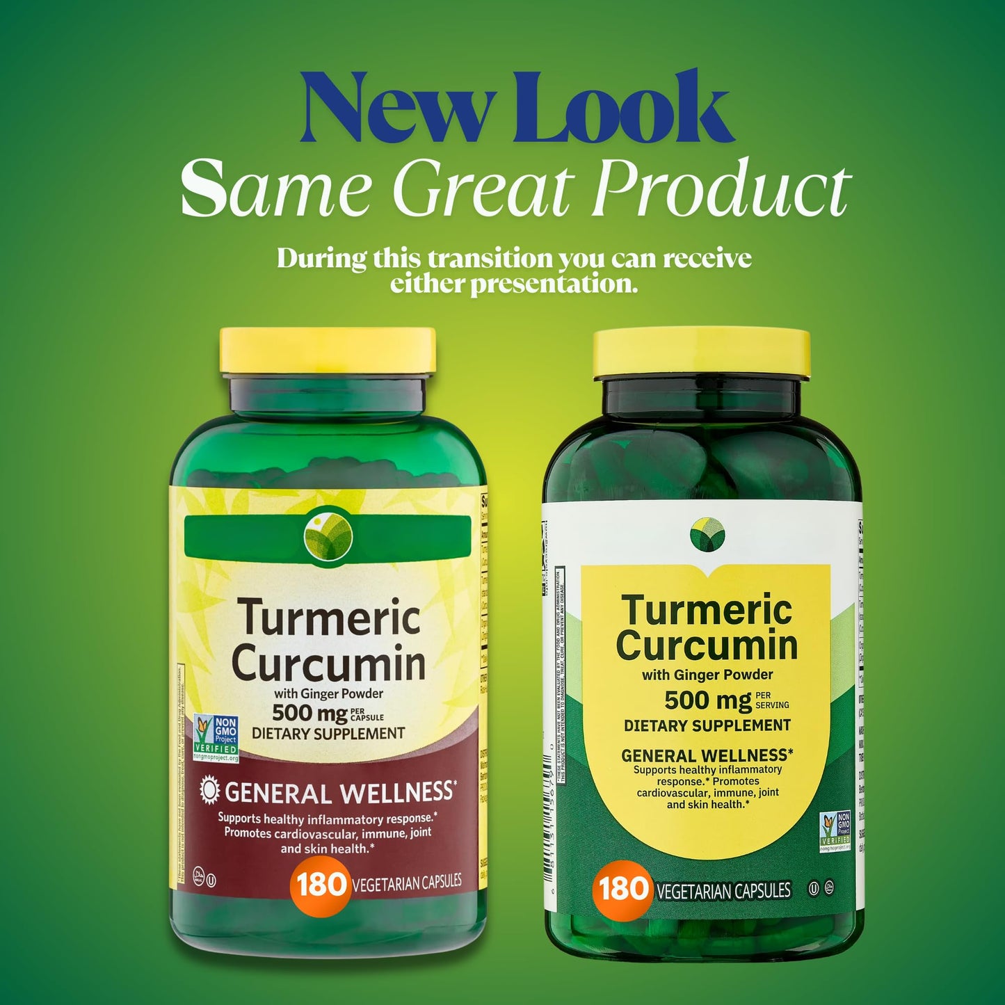 KP+ Turmeric Curcumin with Ginger Powder 500 mg Capsules 180 Count