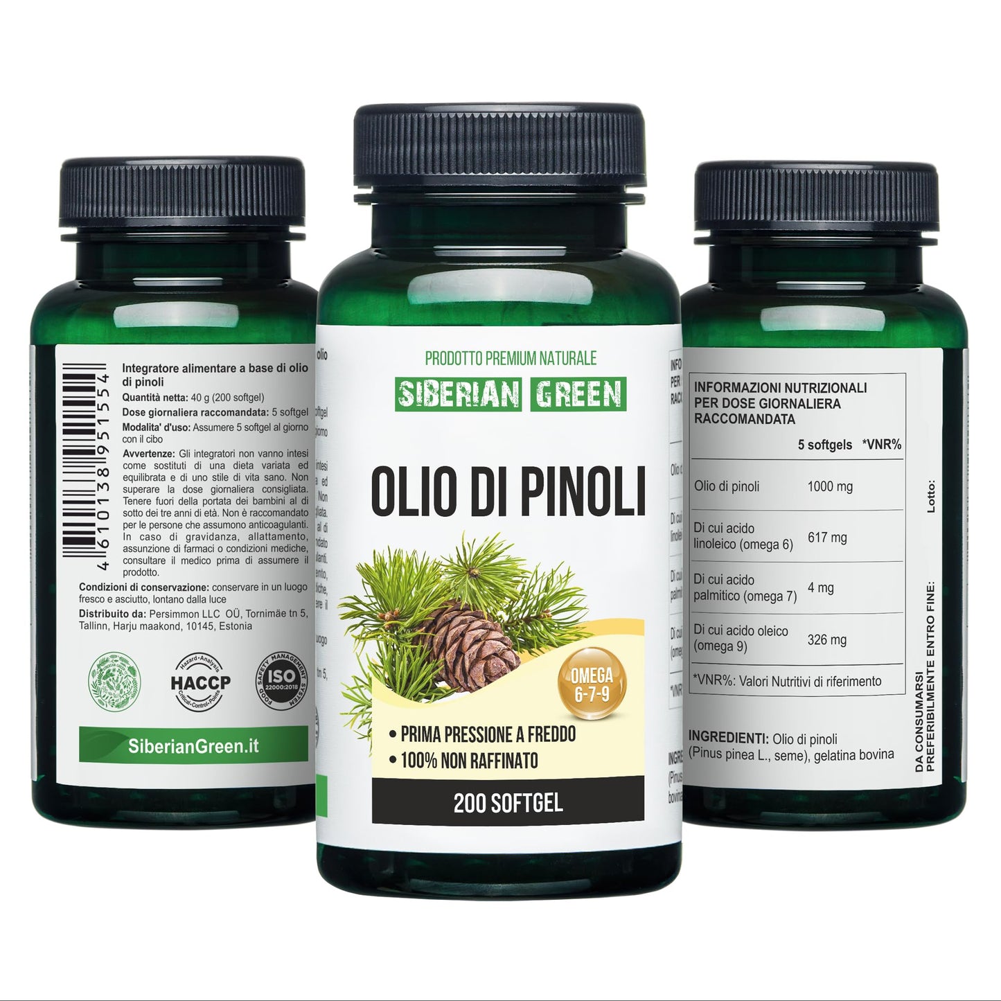 Siberian Green Pine Nut Oil Softgels 200 Count