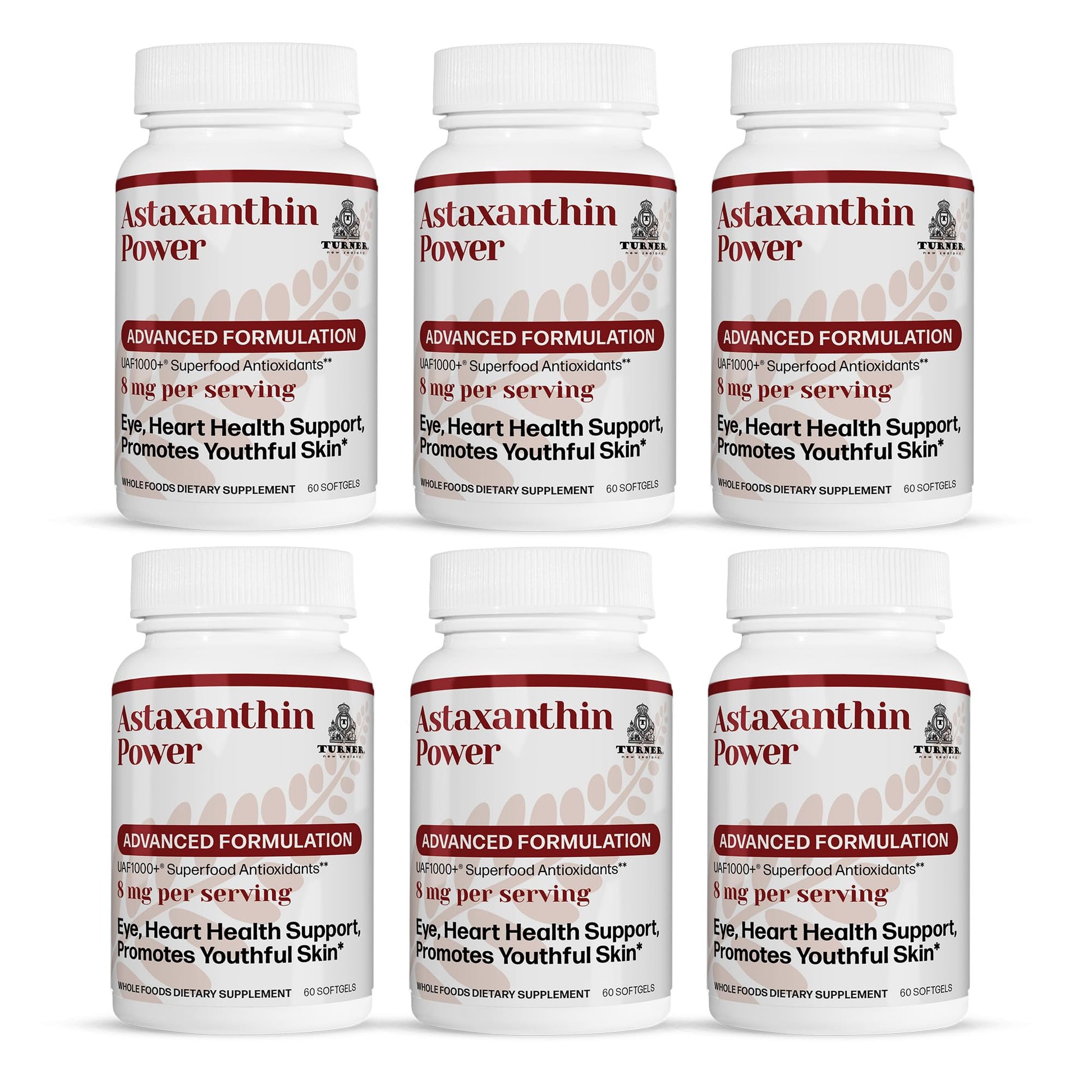 TURNER New Zealand Astaxanthin Power with UAF1000+ 12mg Softgel, 6 Bottles
