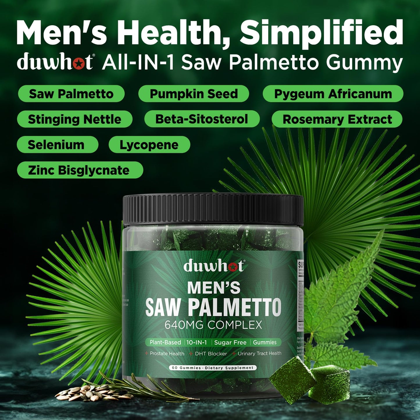 duwhot Saw Palmetto for Men Gummies 60 Count