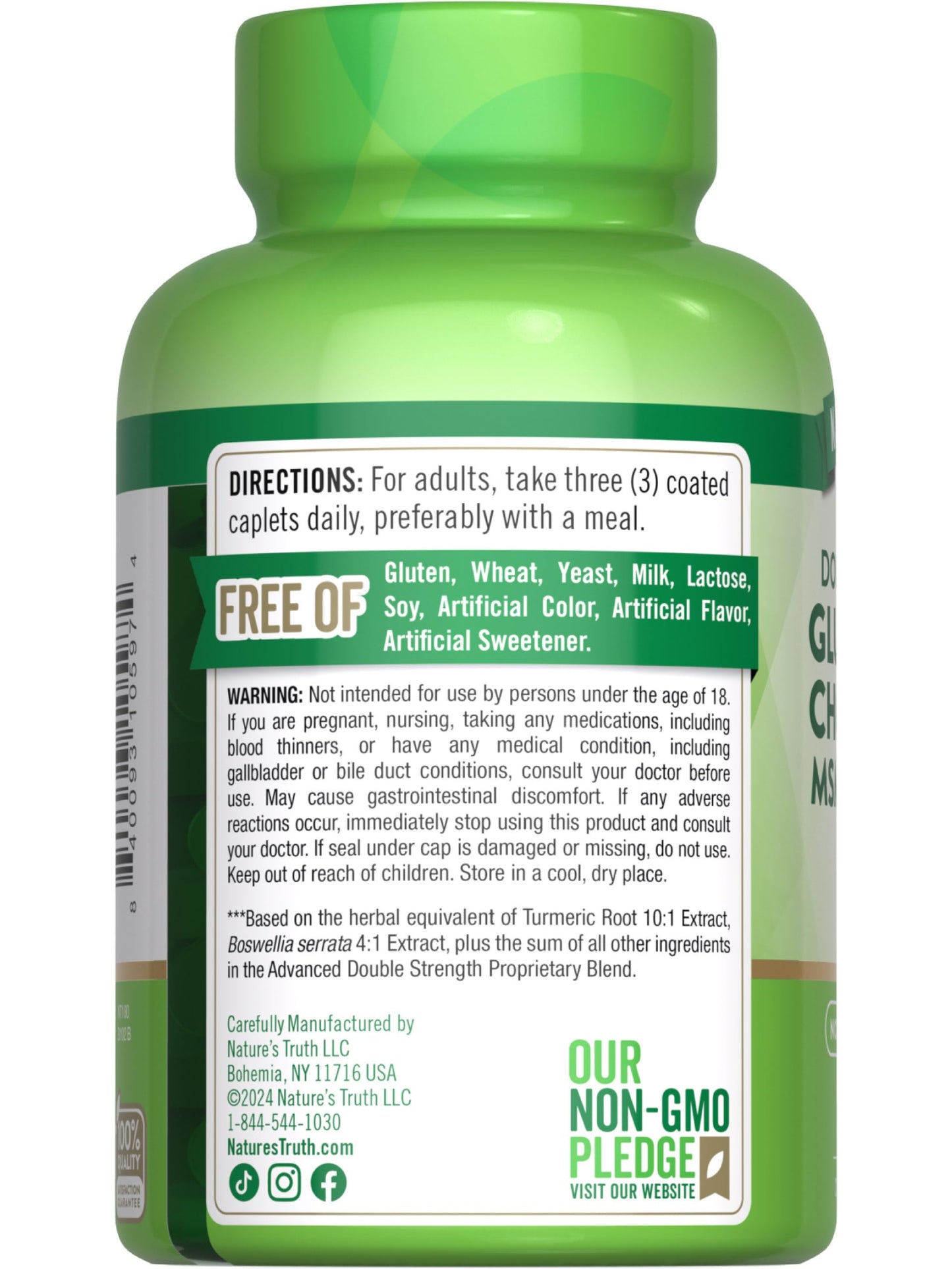Nature's Truth Glucosamine Chondroitin MSM Complex Caplets 90 Count