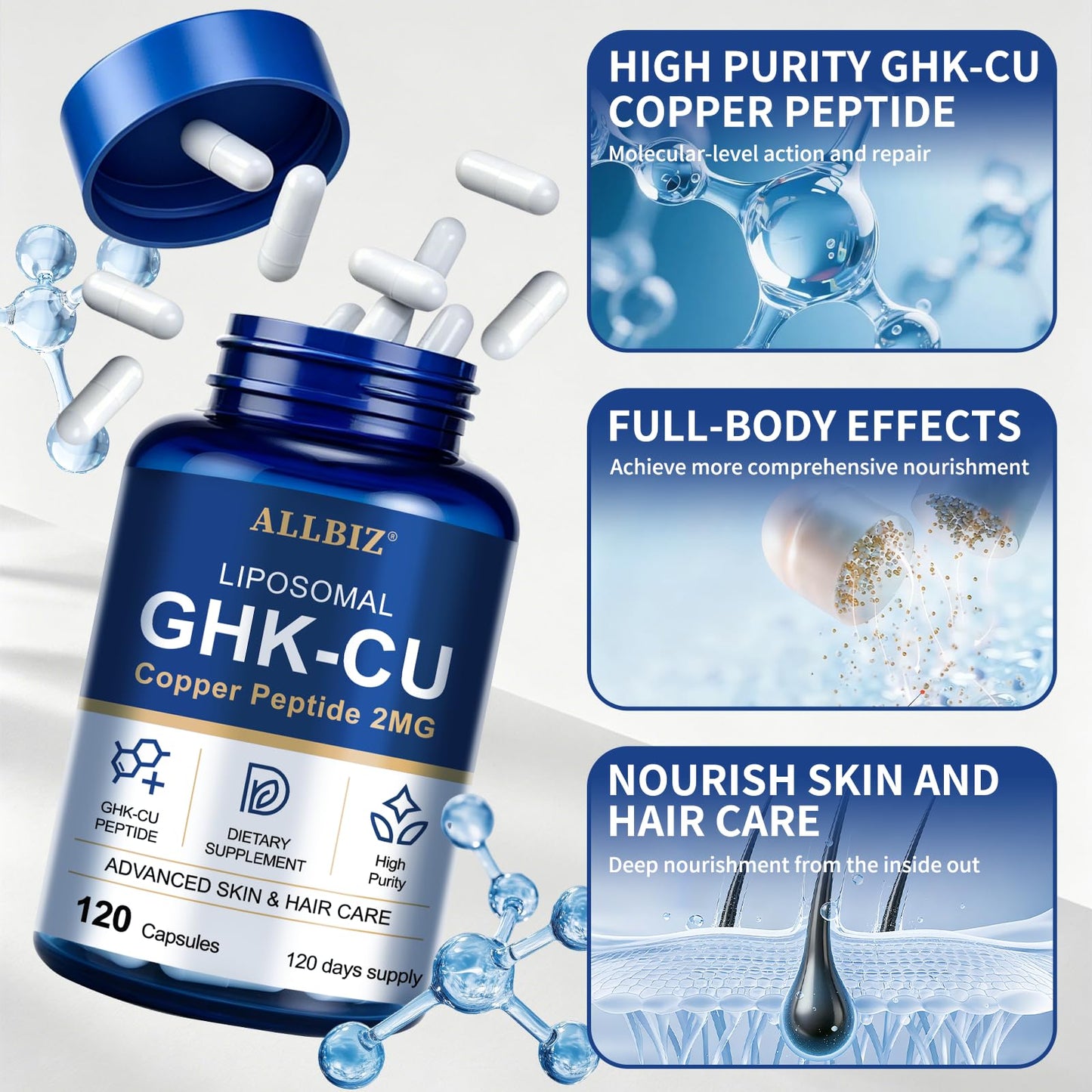 ALLBIZ Liposomal GHK-Cu Copper Peptide Capsules 120 Capsules