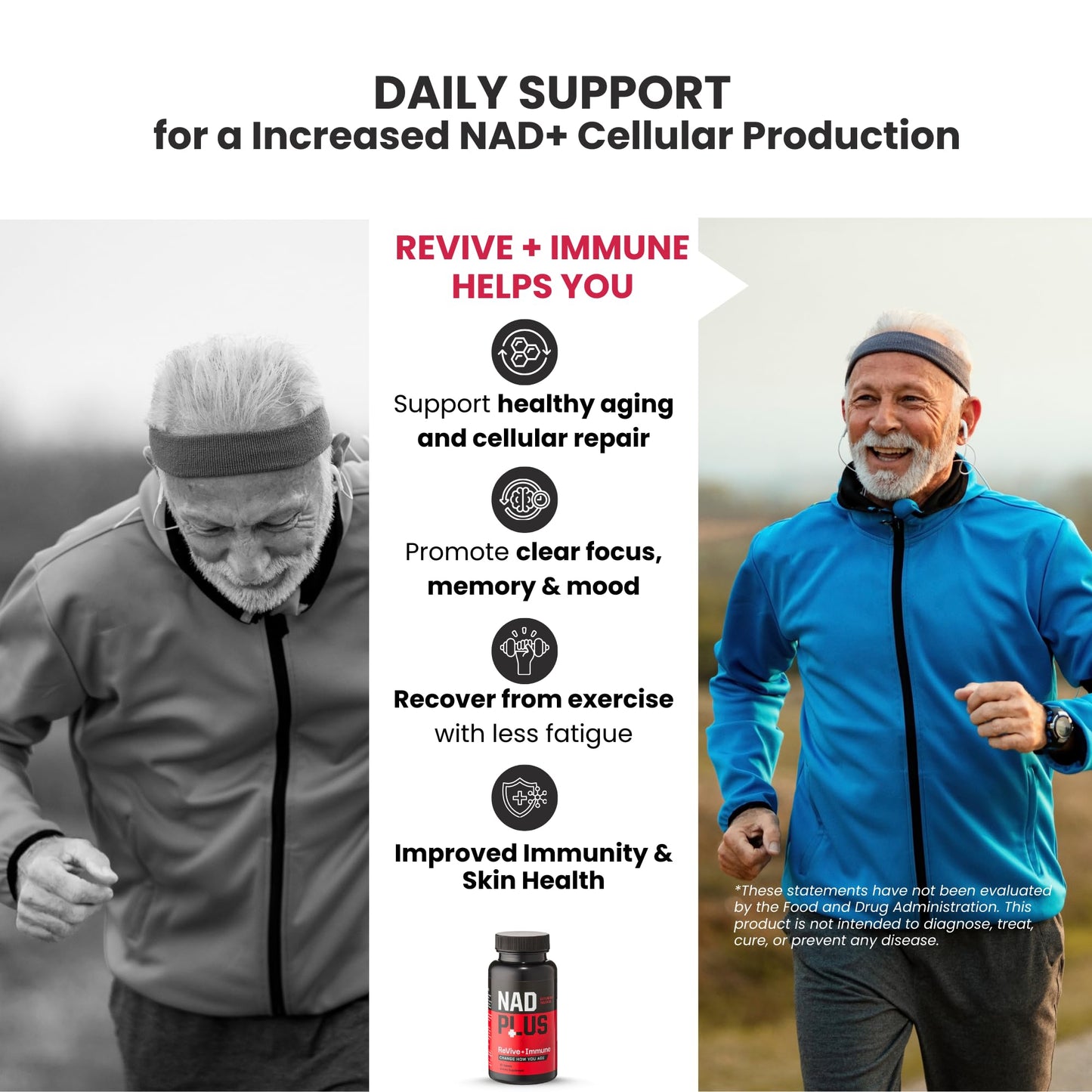 NAD PLUS Revive + Immune NAD+ Supplement with Vitamin C Tablet, 90 Tablets
