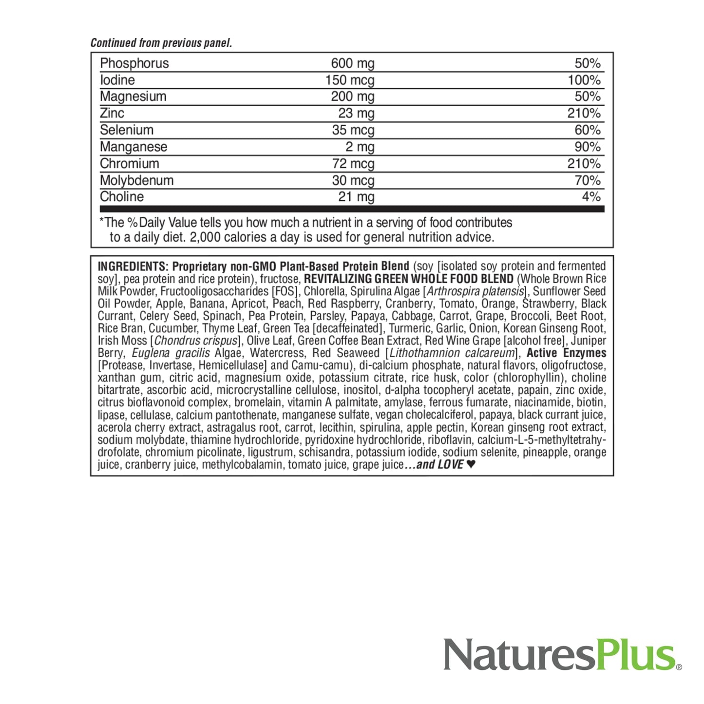 NaturesPlus FRUITEIN Revitalizing Green Foods Shake Powder 20.8 oz