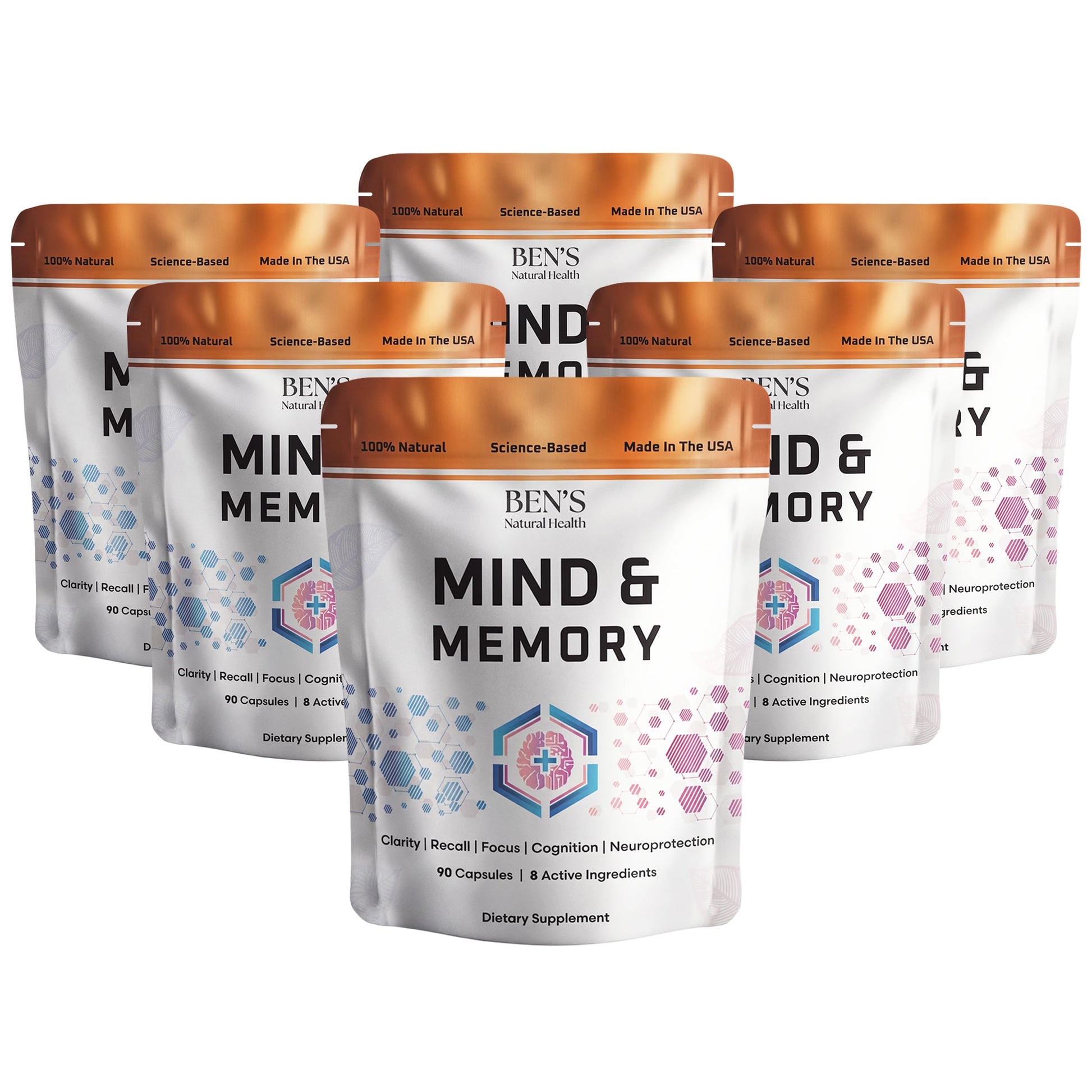 Ben's Natural Health Mind & Memory Nootropic Brain Support with Lion's Mane, Bacopa, Ginkgo & Rhodiola 540 Capsules