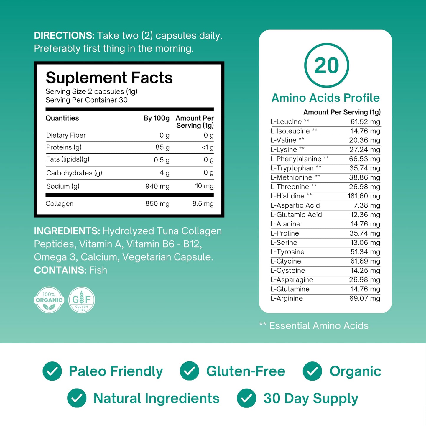 ALTAGAMMA Marine Collagen Peptides Capsules 60 Count