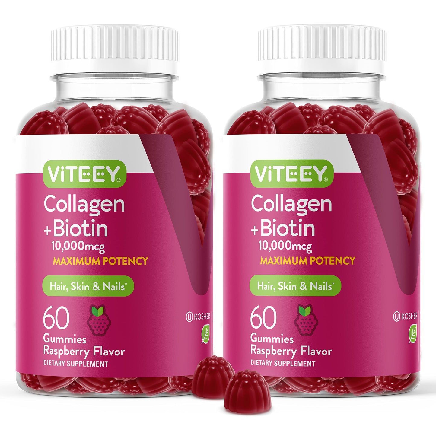 Viteey Collagen Gummies with Biotin Gummy, 120 Count
