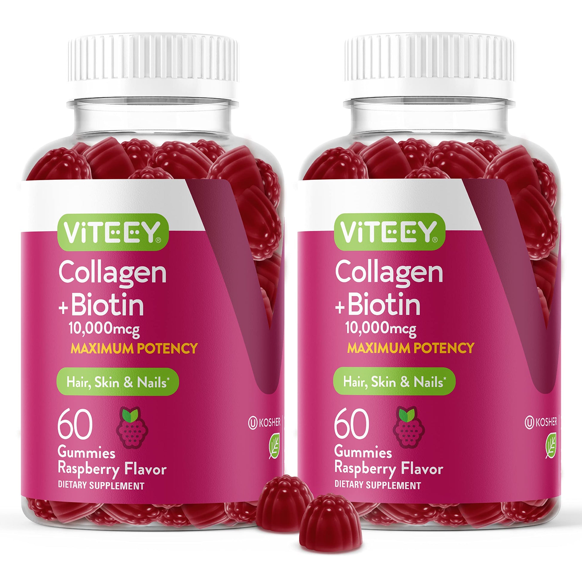 Viteey Collagen Gummies with Biotin Gummy, 120 Count