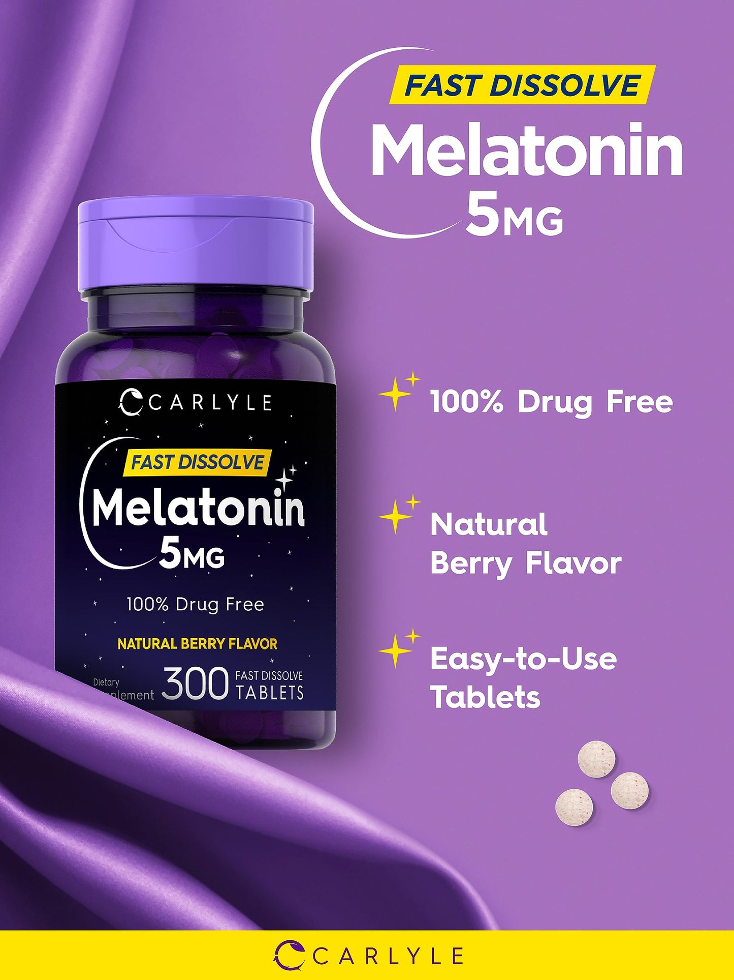 Carlyle Melatonin 5 mg Fast Dissolve 300 Tablets