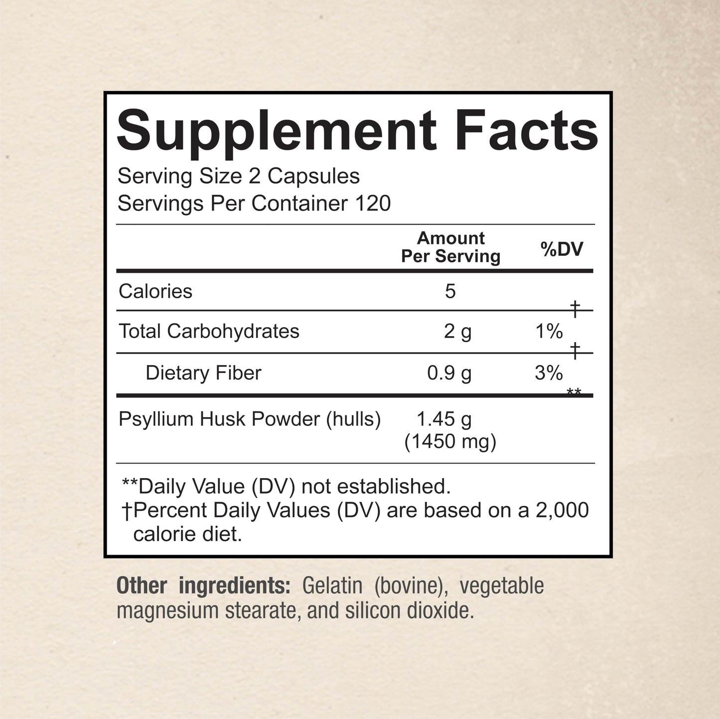 Sunergetic Psyllium Husk Fiber Supplement 1450mg, 240 Capsules