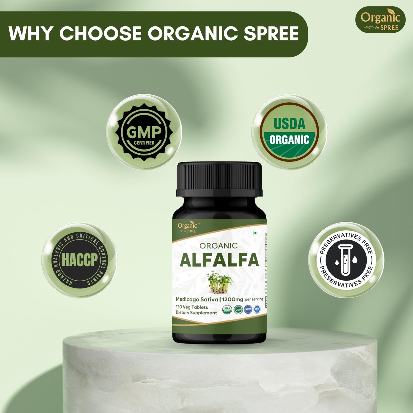 ORGANIC SPREE Alfalfa Tablets, 120 Tablets