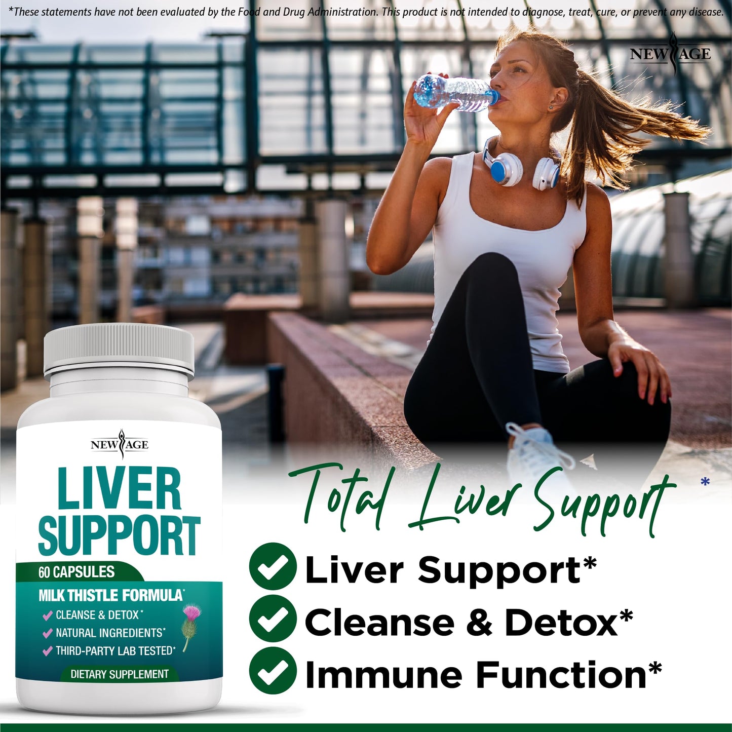 NEW AGE Liver Cleanse Detox & Repair Milk Thistle Supplement Capsule 60 Count