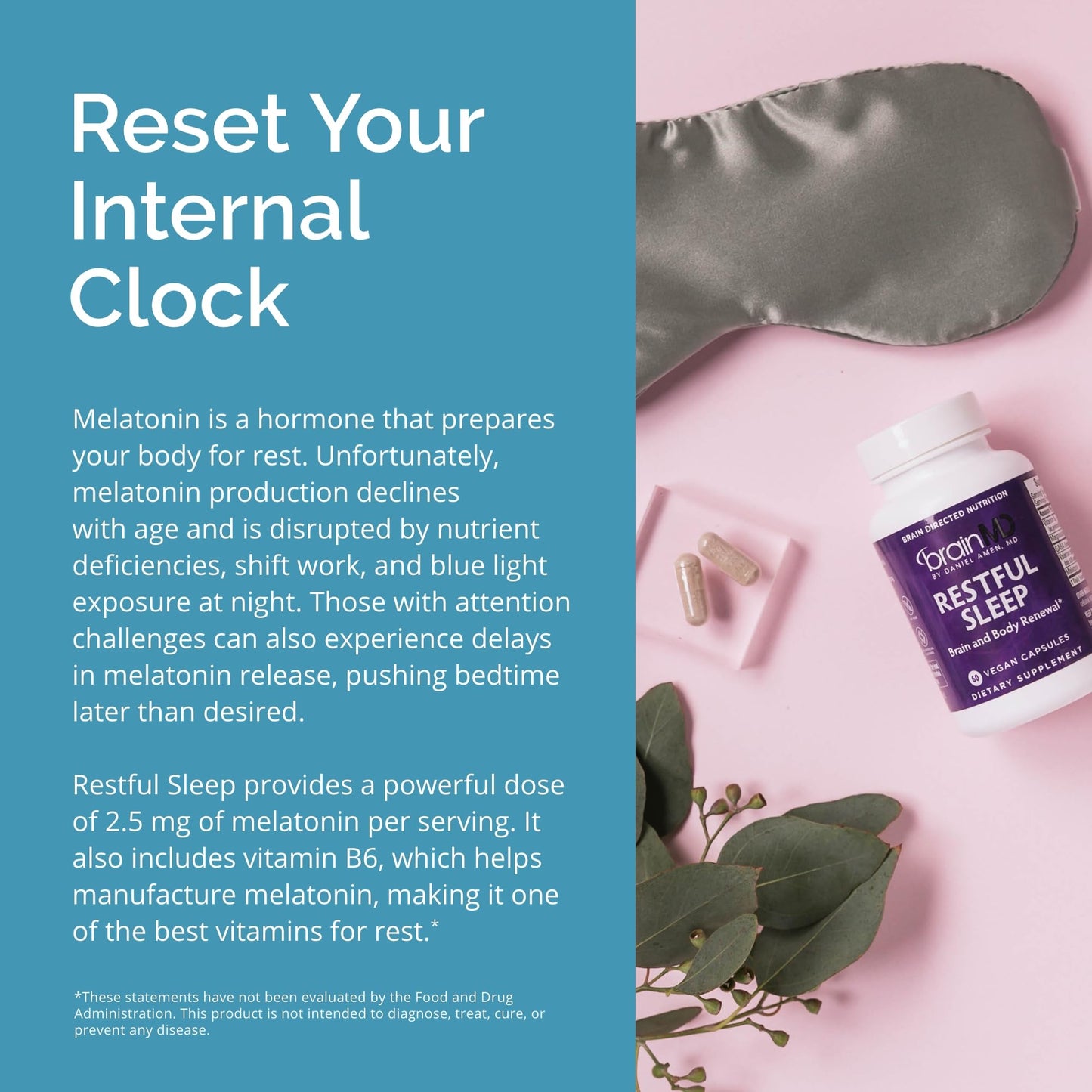 BrainMD Dr Amen Restful Sleep Capsules, 60 Capsules