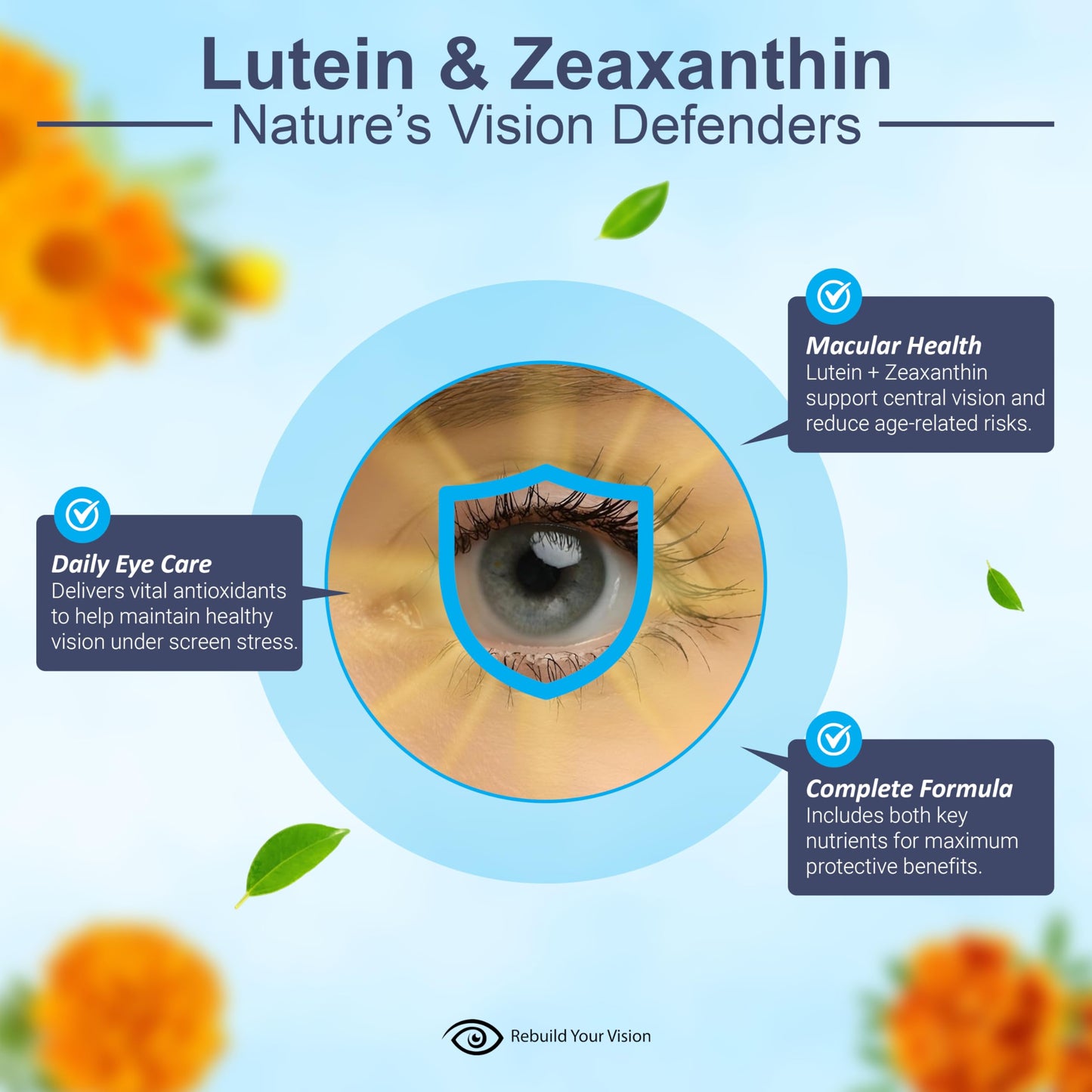 Rebuild Your Vision Ocu-Plus Formula Eye Health Supplement with Lutein & Zeaxanthin, 60 Capsules