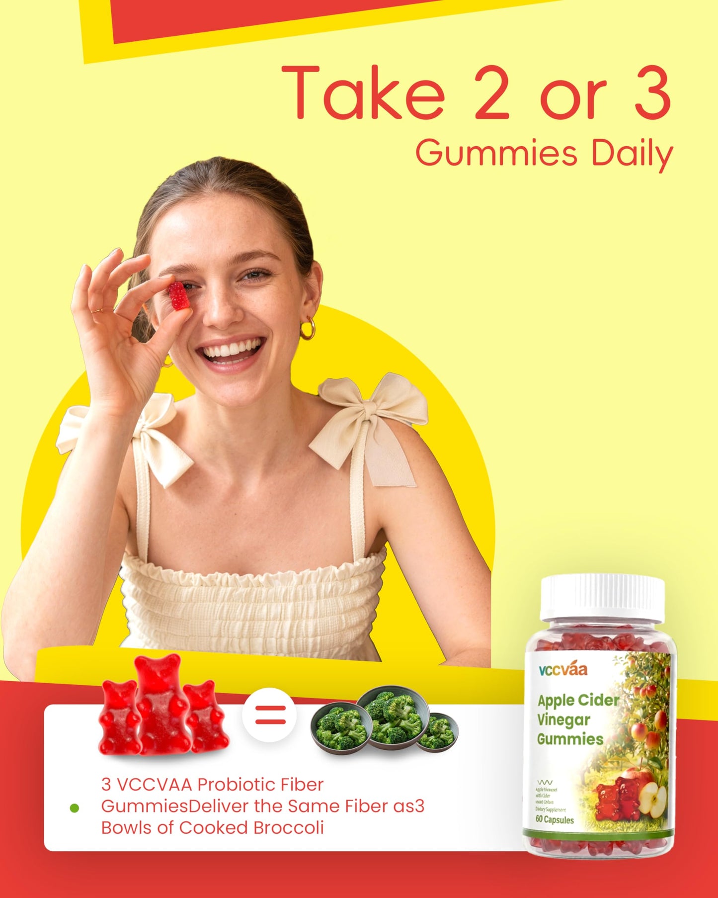 Vccvaa Probiotic Fiber Gummies Gummy 60 Count