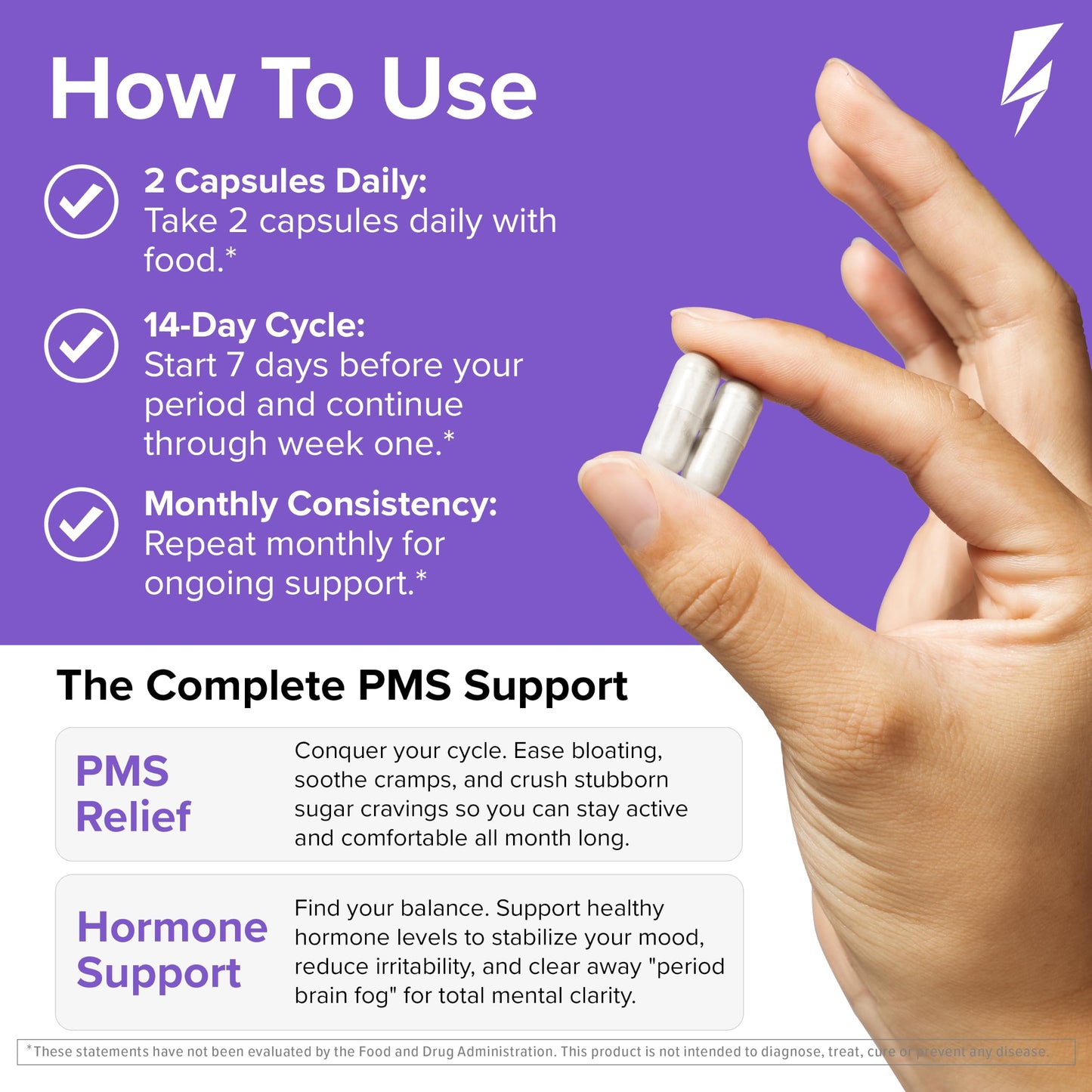 InnoSupps Inno Complete PMS Support - PMS Support Supplement for Women with Chasteberry, Vitamin B6, & Calcium for Women for Period Relief, Cramp Relief, Mood and Cycle Balance, 28 Capsules
