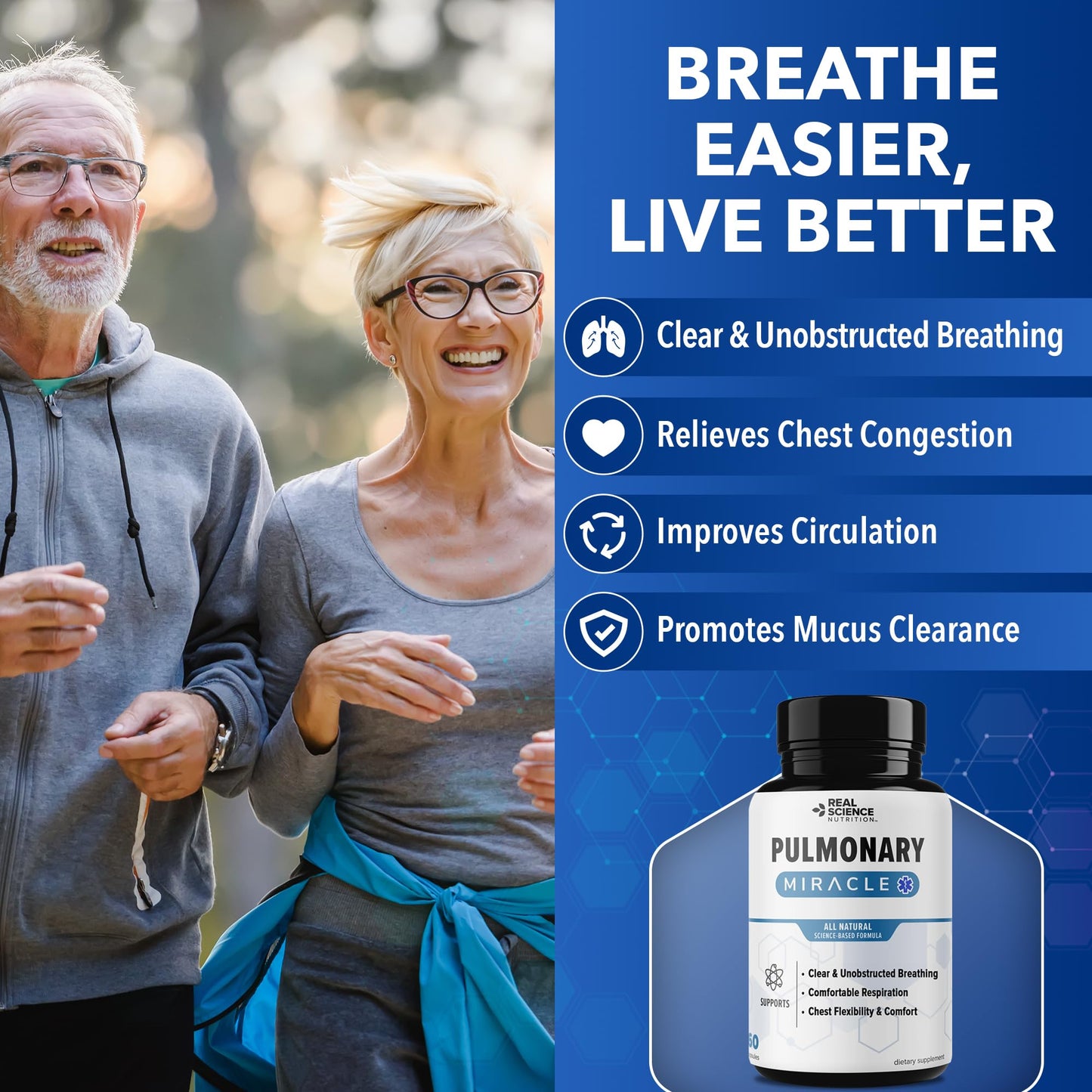 Real Science Nutrition Pulmonary Miracle COPD Relief and Lung Detox Capsules with Vinitrox & GABA, Lung Support Supplement, 180 Capsules