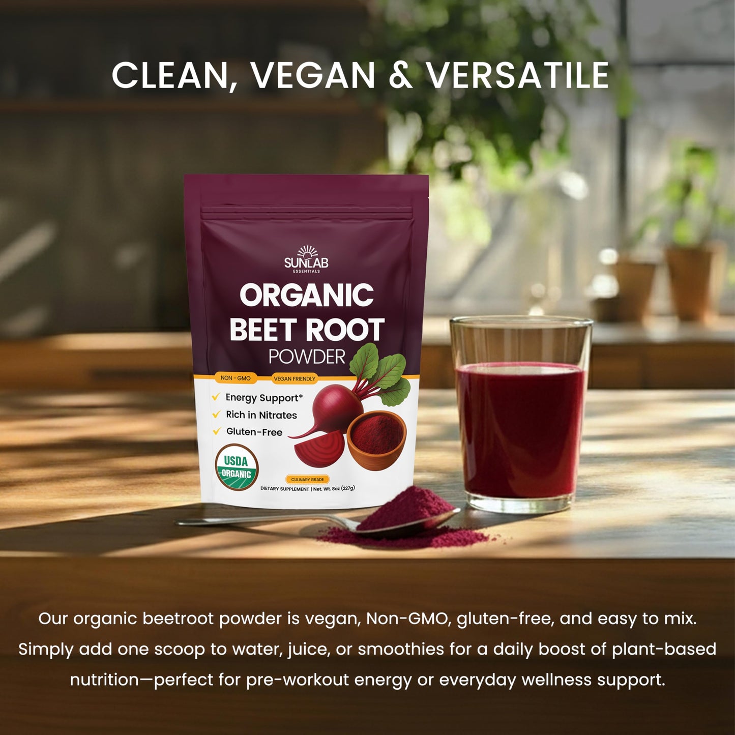 SunLab Essentials Organic Beet Root Powder 8 oz