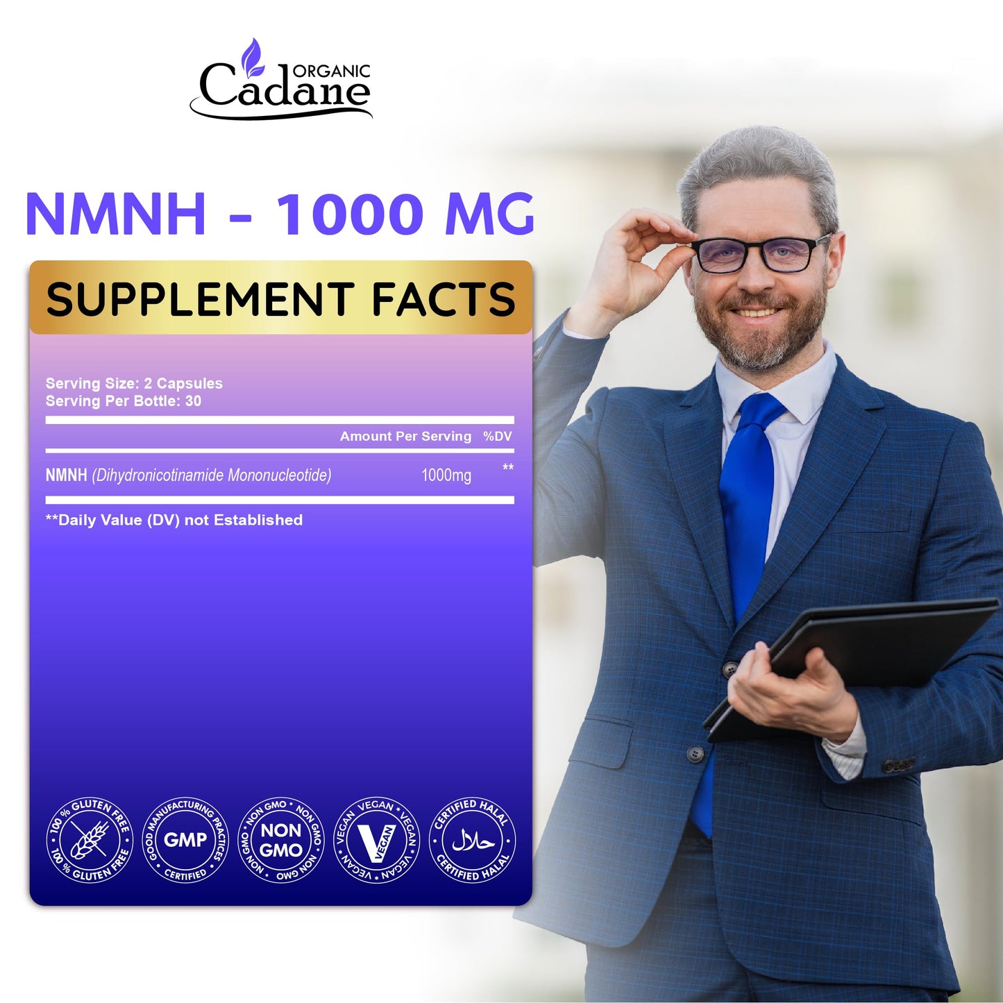 Organic Cadane NMNH Supplement, 60 Capsules