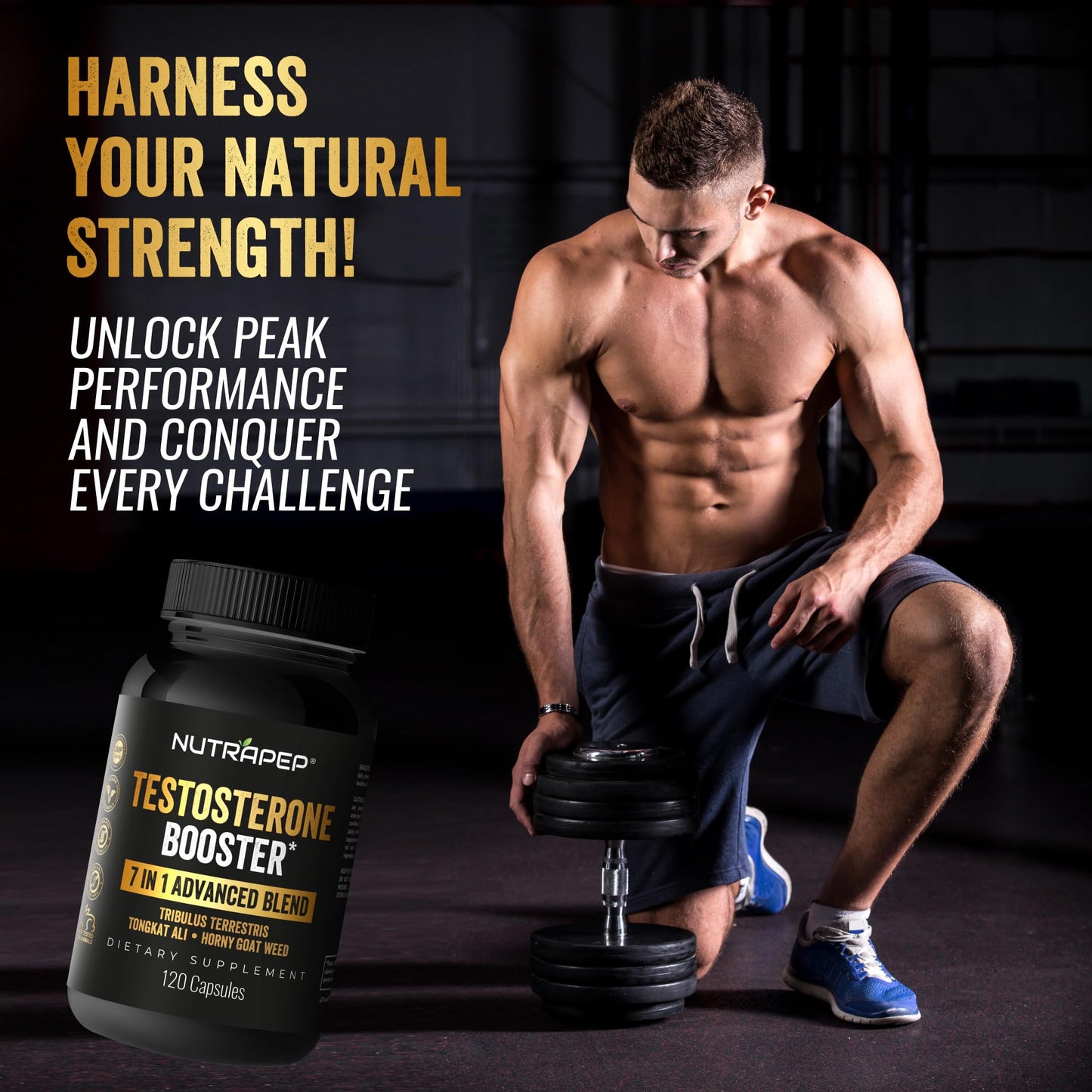 NutraPep Testosterone Booster Supplement for Men Capsule 120 Count