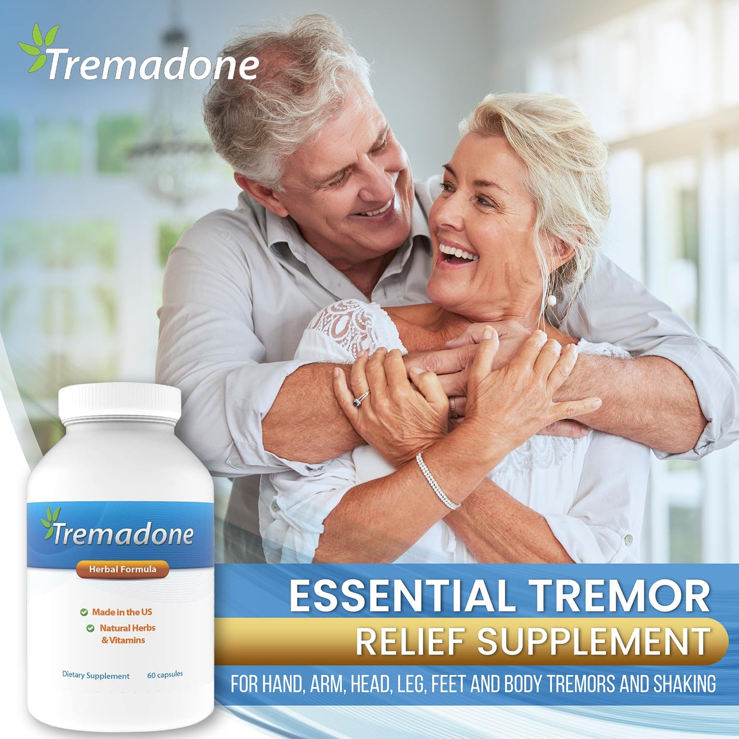 Tremadone Essential Tremor Relief Supplement for Hand, Arm, Head, Leg, Feet and Body Tremors and Shaking Capsules, 60 Count