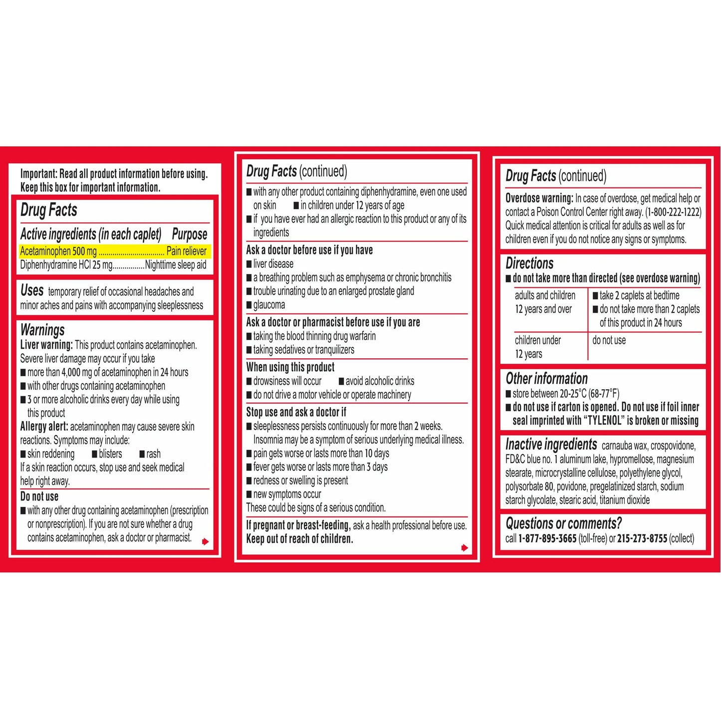 MORILIAR Tylenol PM Extra Strength Caplets 24