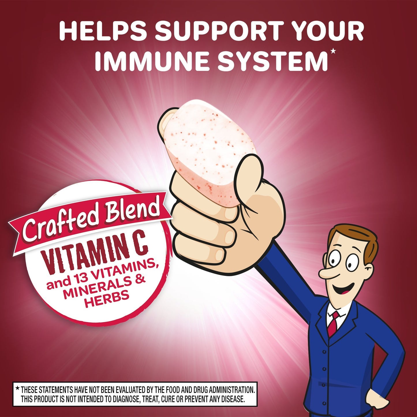 Airborne 1000mg Vitamin C + Zinc Immune Support Chewable Tablets, 64 Tablets