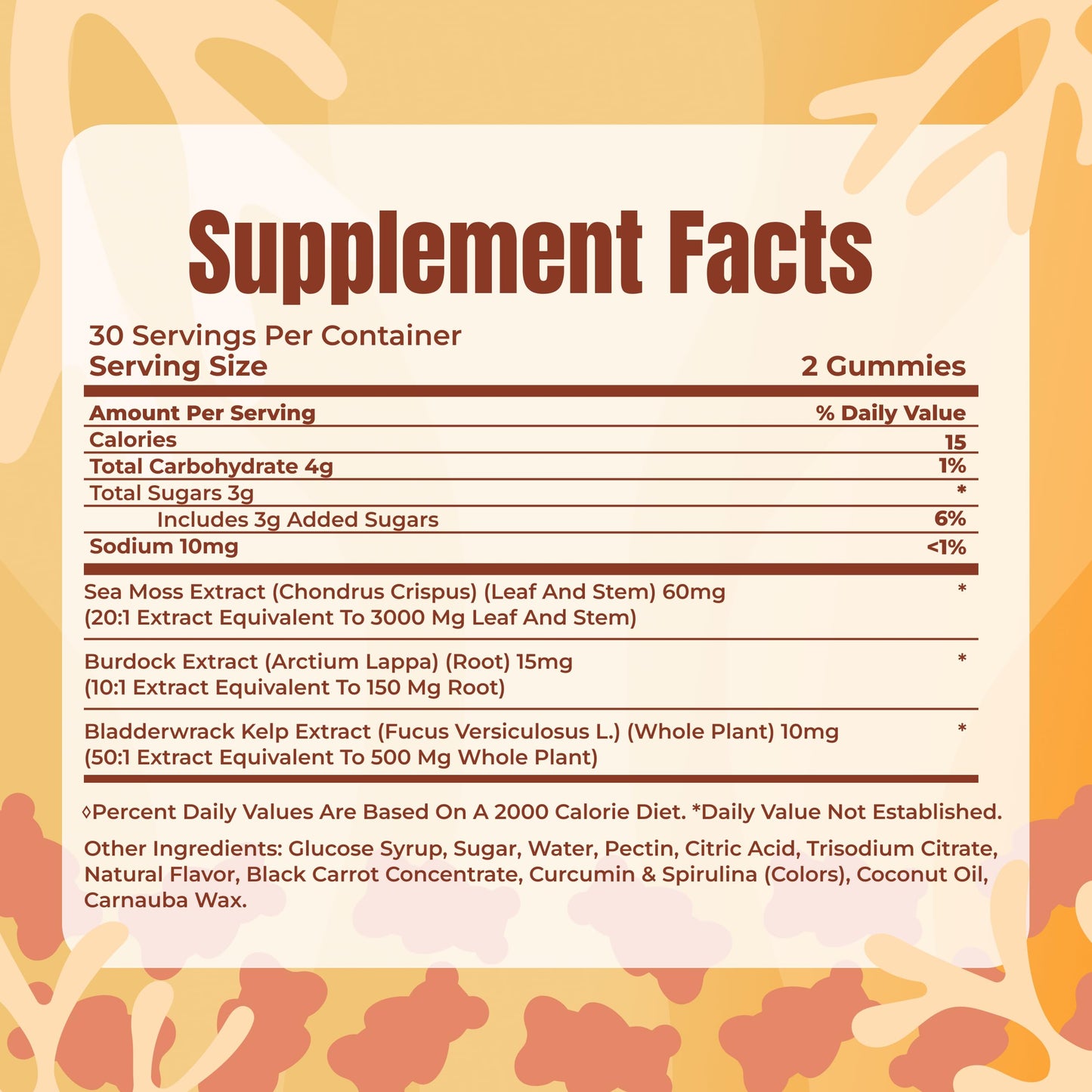 TrueSeaMoss Gummies – 3-in-1 Formula – Irish Sea Moss with Bladderwrack & Burdock Root – Fruity Flavor Gummy 60 Count