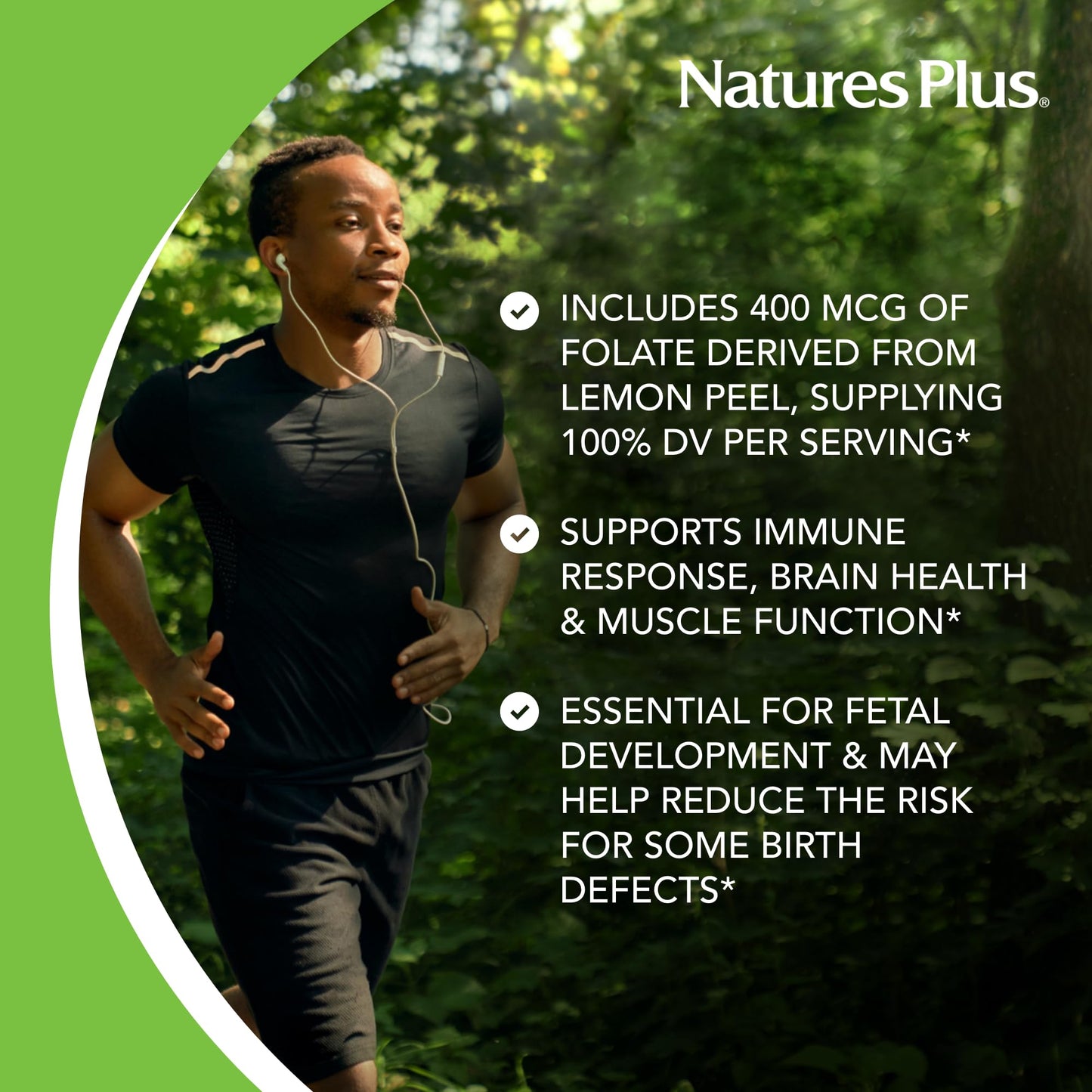 NaturesPlus Source of Life Garden Folate Capsules, 60 Count