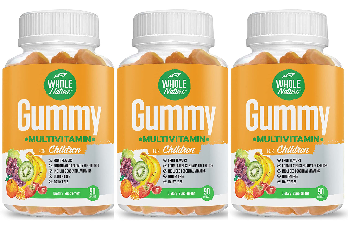 Whole Nature Kids Vitamins - Complete Daily Essentials Children's Multivitamin and Minerals for Overall Wellness Gummy 90 Count