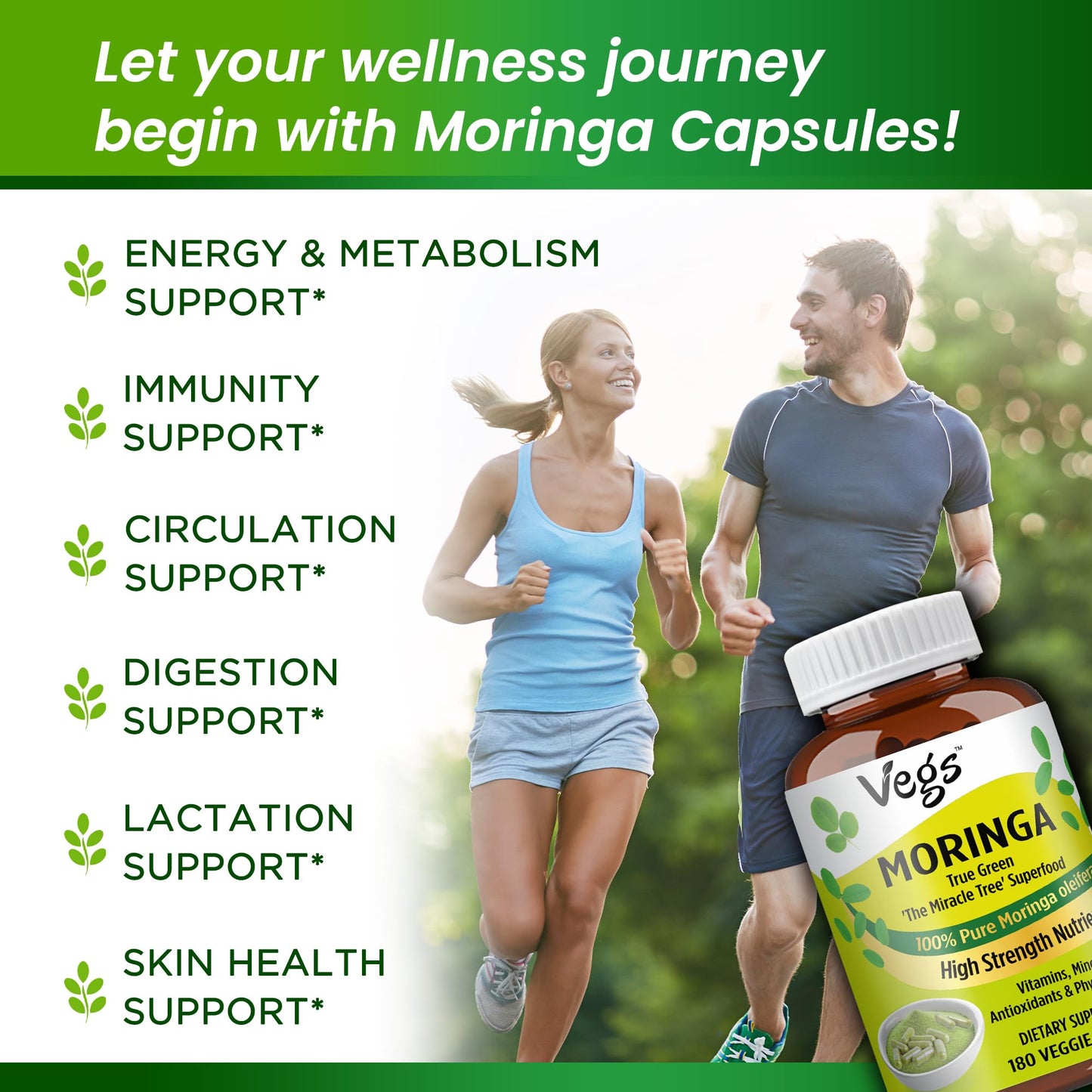 Vegs Moringa Capsules Capsule, 180 Count