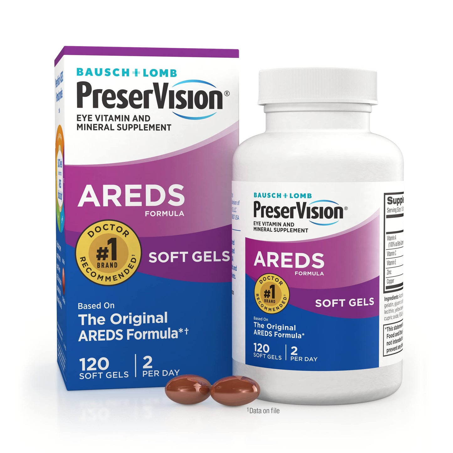 Bausch + Lomb PreserVision AREDS Eye Vitamin & Mineral Supplement Softgels 180