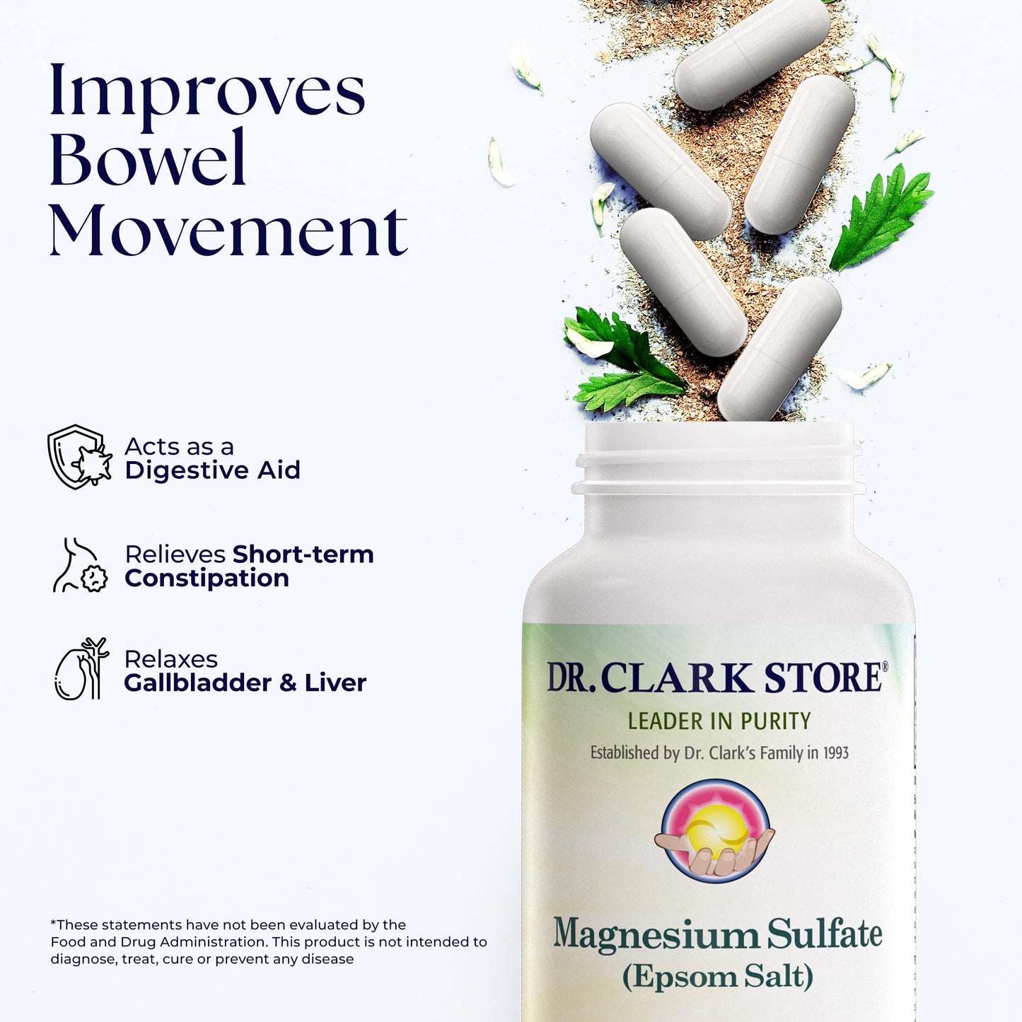 Dr Clark Store Magnesium Sulfate USP (Epsom Salt) 1030mg Capsules, 100 Count