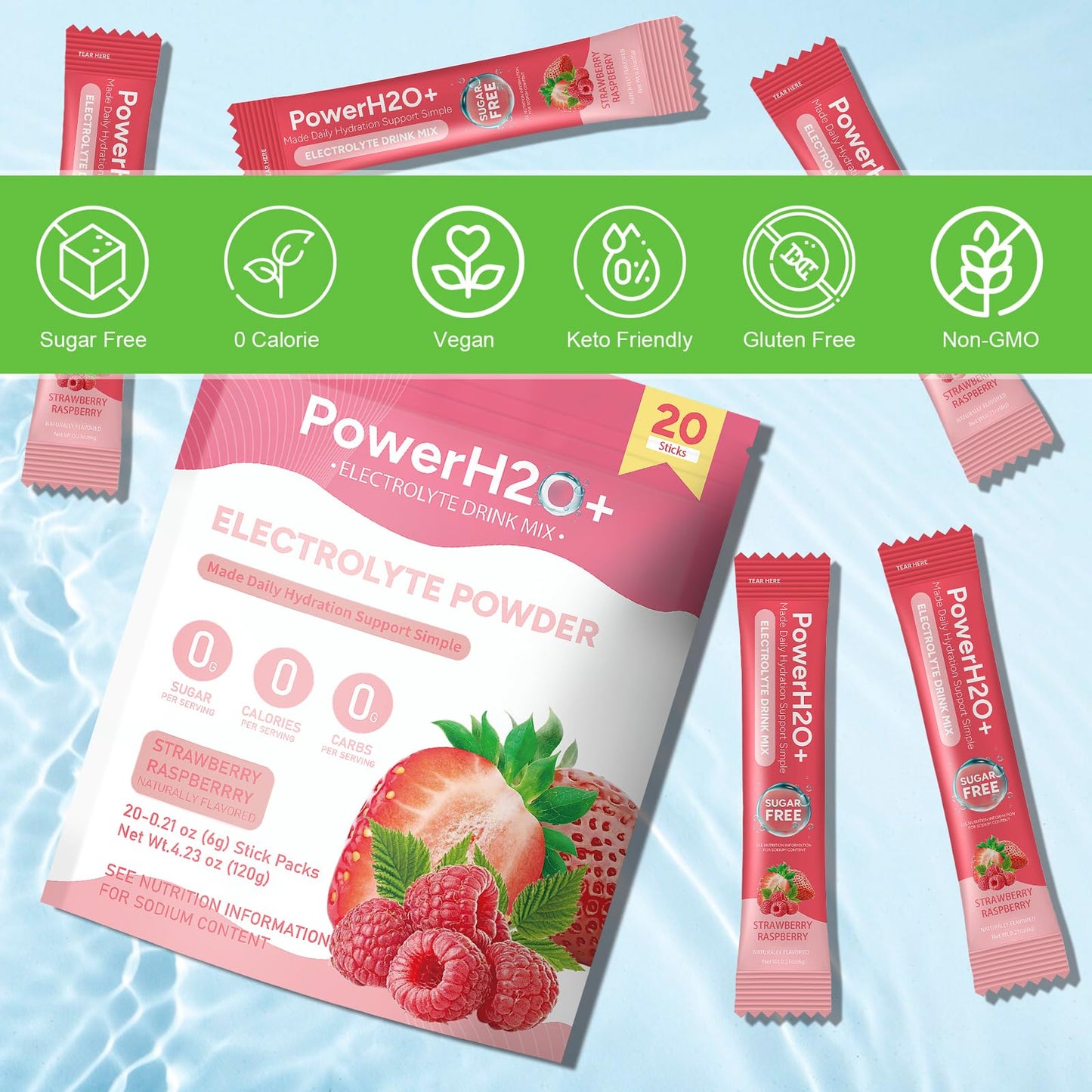 PowerH2O+ Electrolytes Powder Packets 4.23 Ounce