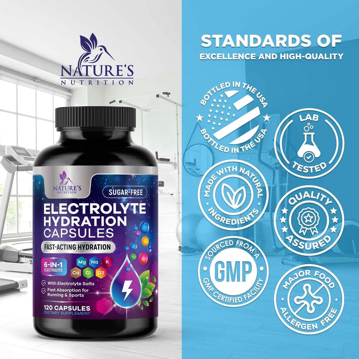 Nature's Nutrition Electrolyte Salt Capsules 120 Count