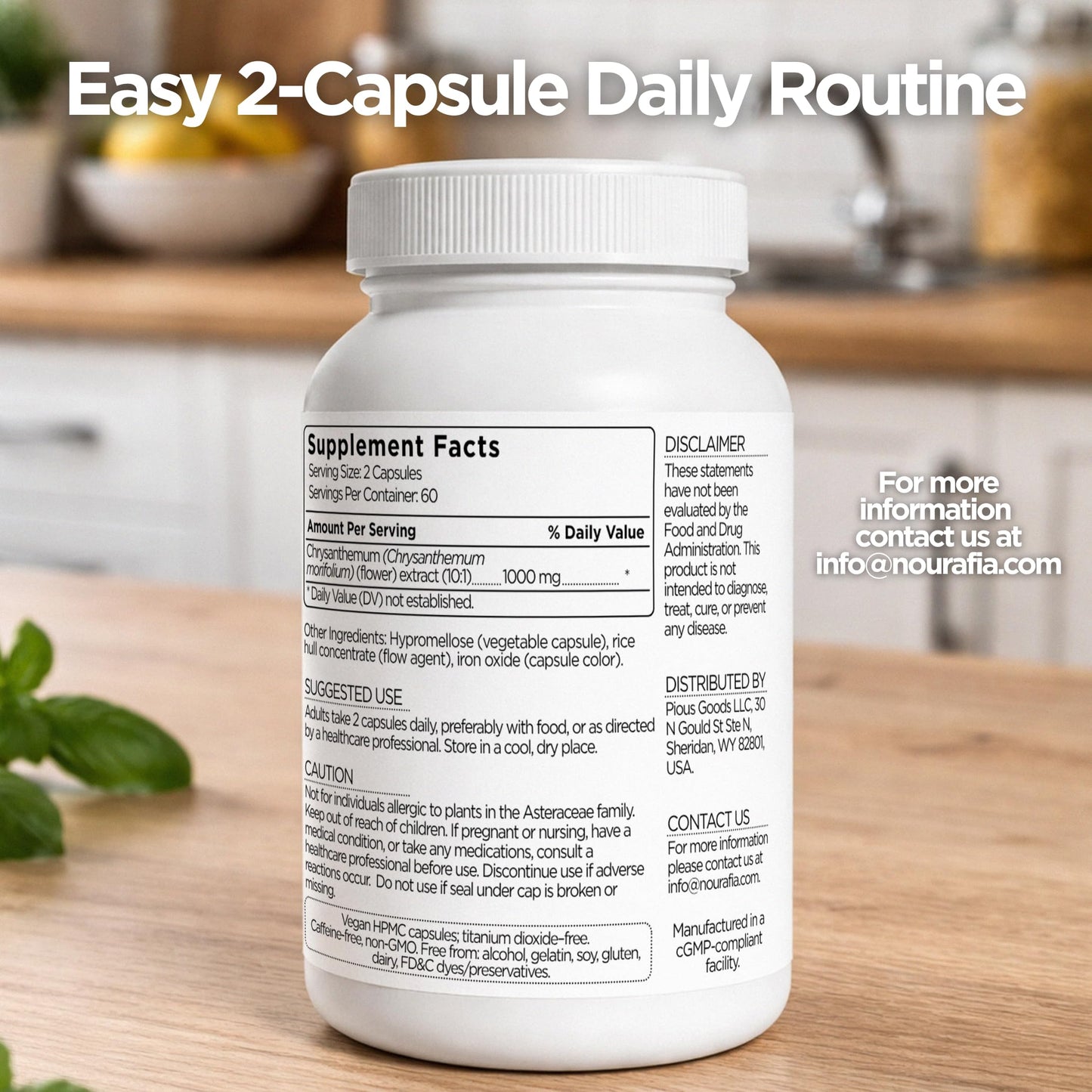 Nourafia Chrysanthemum Flower Extract Capsules 120 Capsules