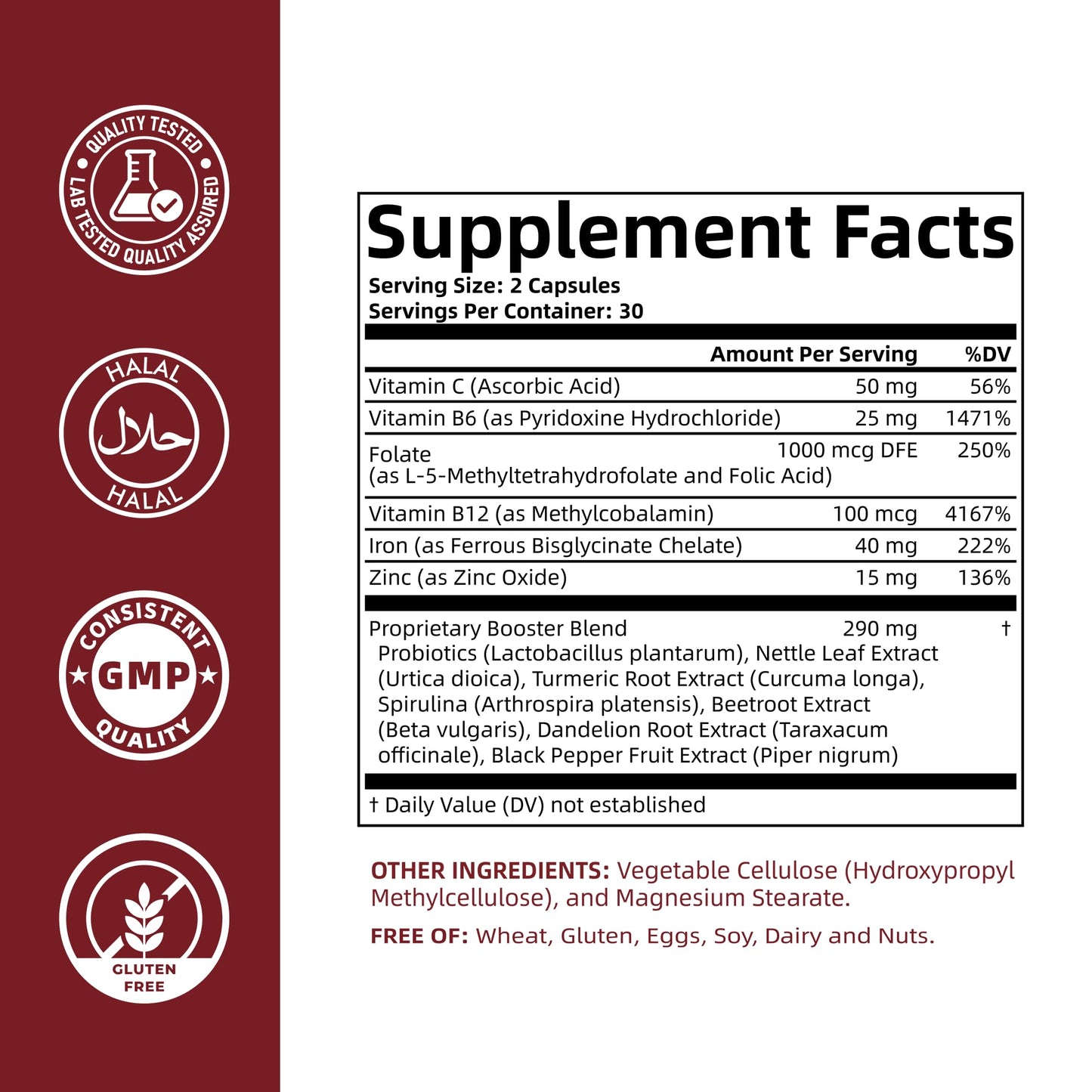 ODORHOOD Ferritin Supplement for Women, Complete Ferritin Complex 60 Capsules
