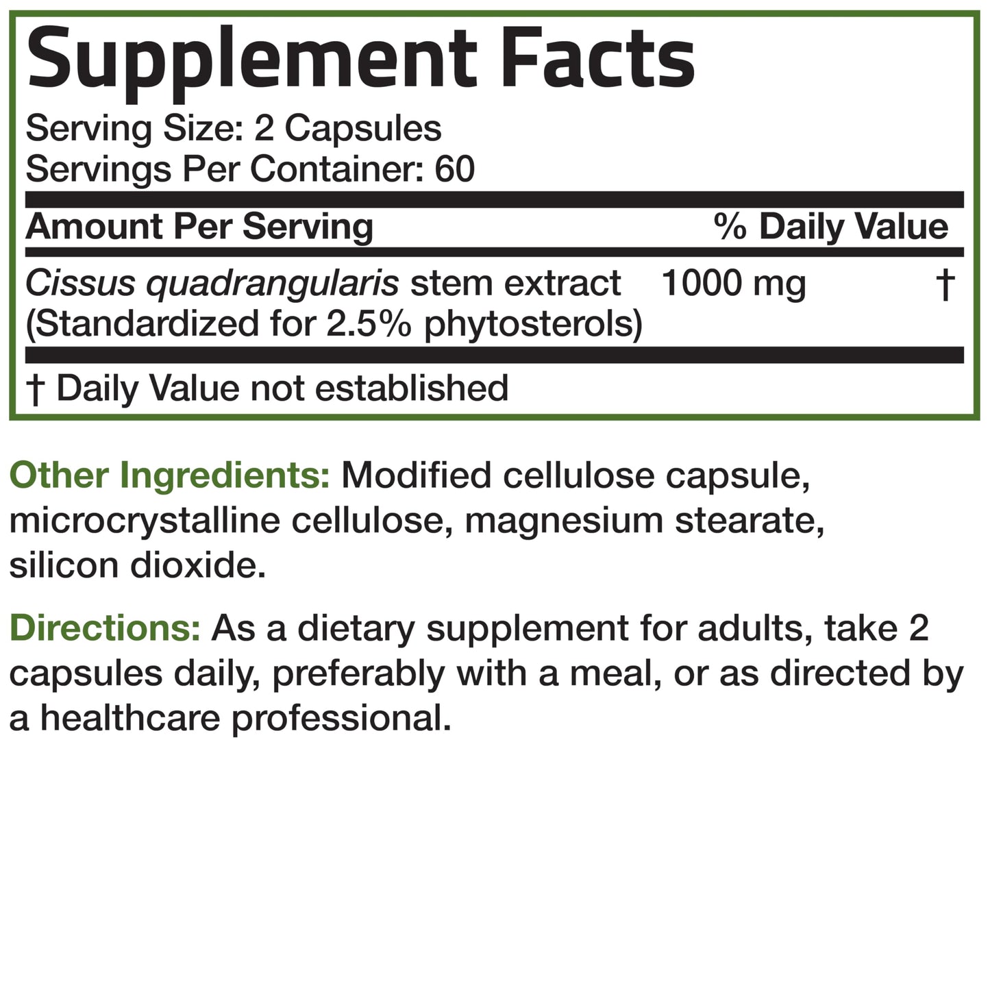 Bronson Cissus Quadrangularis Extract 1000 mg Capsules, 120 Count