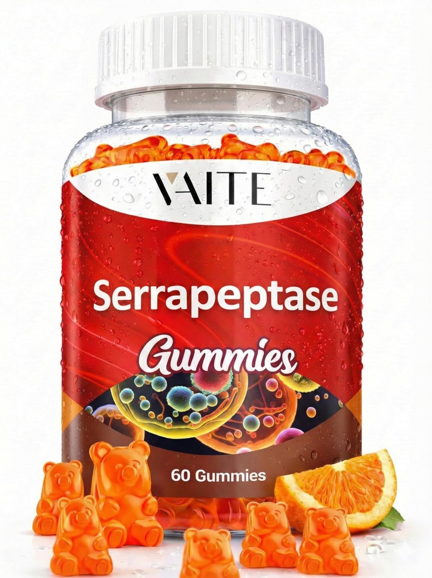 VAITE Serrapeptase Supplement 120,000 SPU – High Potency Proteolytic Enzyme, Non-GMO, Vegan, Gluten-Free, Supports Enzyme Activity & Digestion, Easy to Digest, 60 Gummies