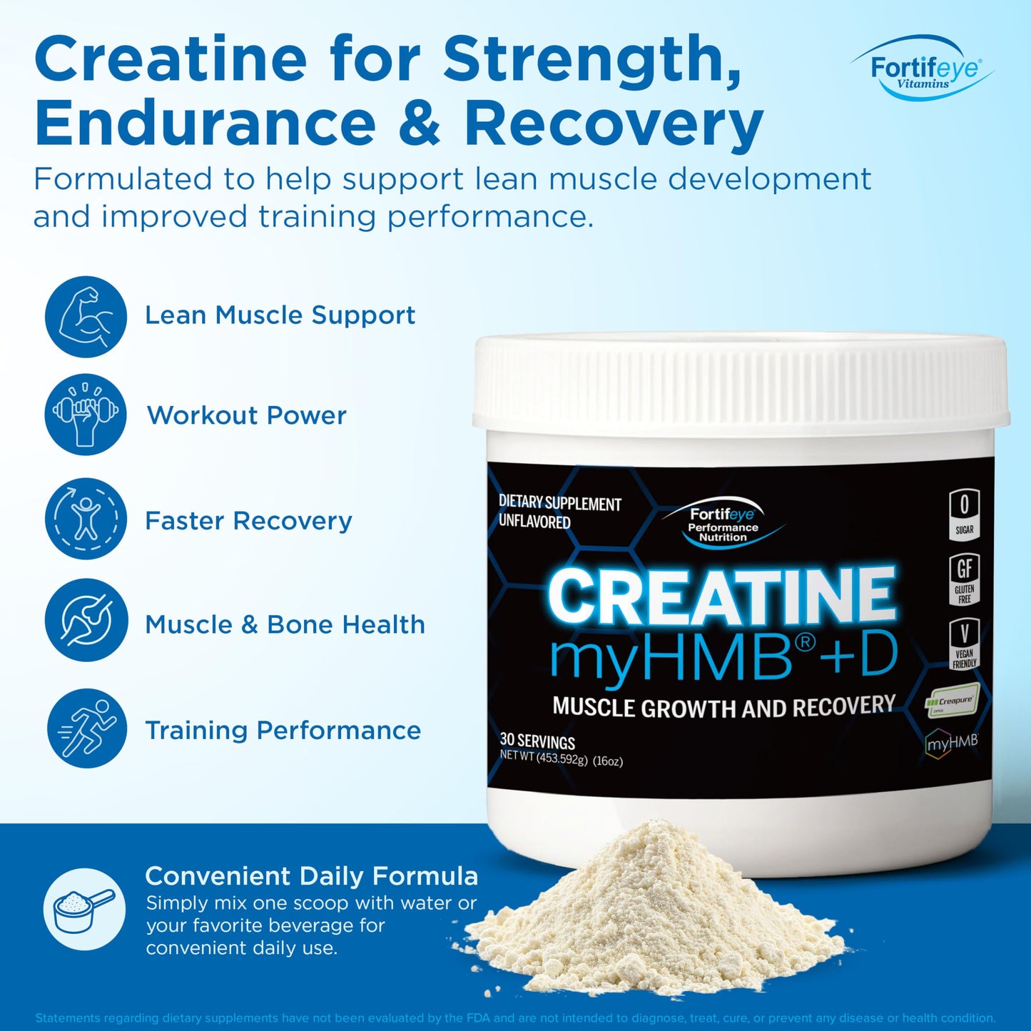 Fortifeye Vitamins Creatine Monohydrate Powder 8.47 Ounce