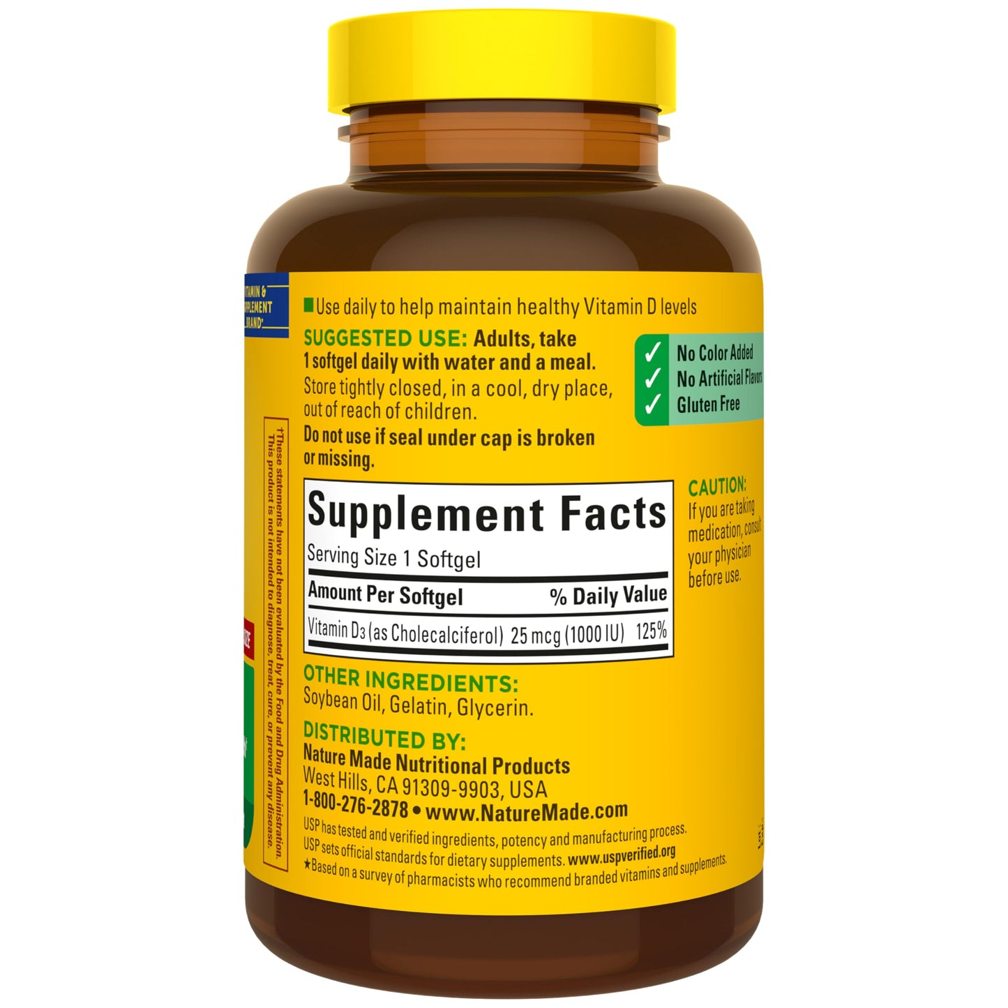 Nature Made Vitamin D3 1000 IU (25 mcg) Softgel, 300 Softgels