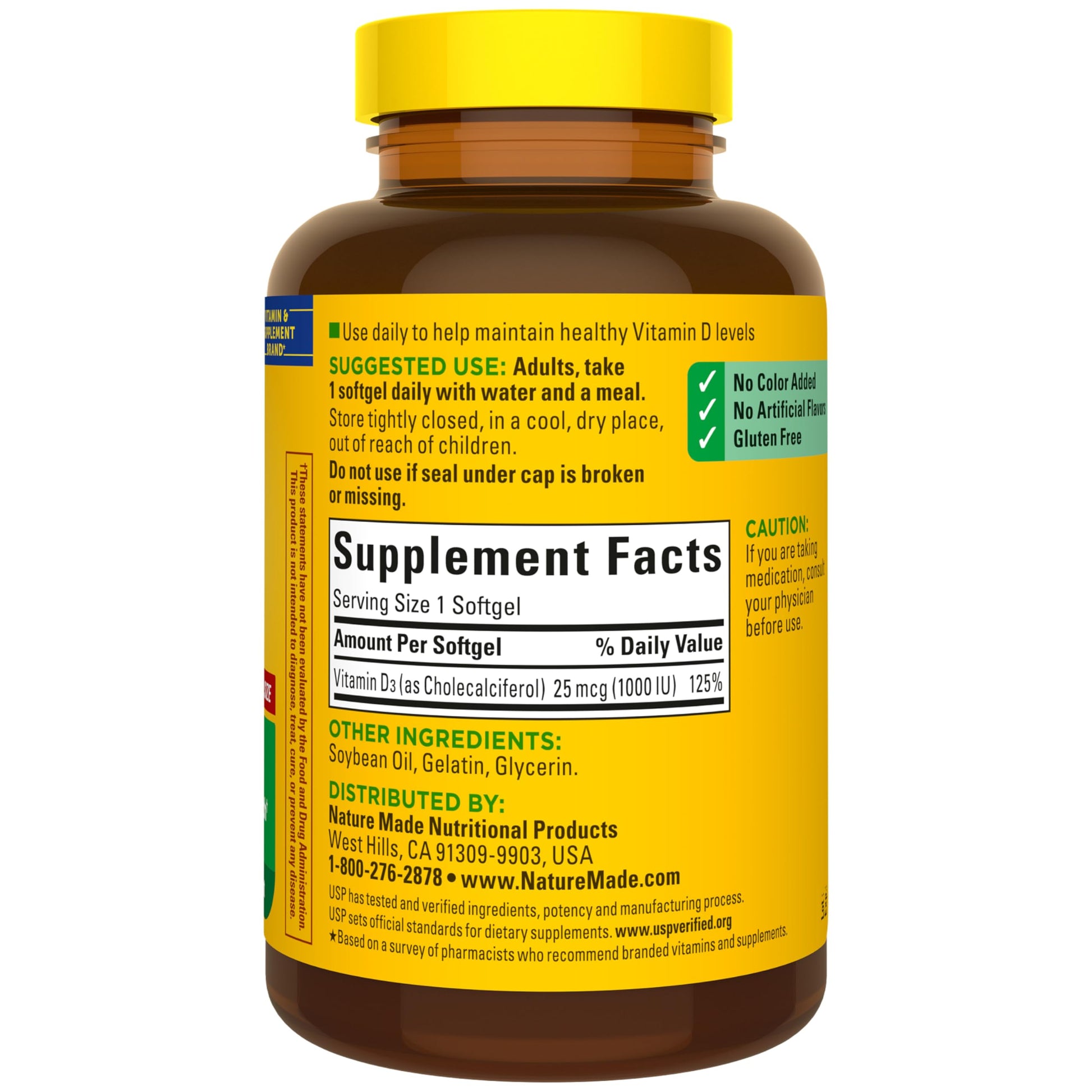 Nature Made Vitamin D-3 1000 IU Softgels, 300 Softgels