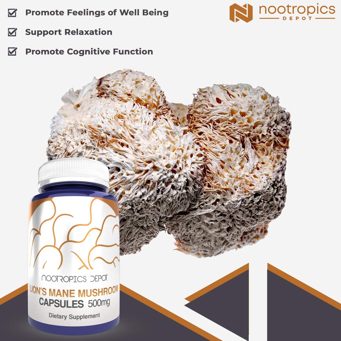 Nootropics Depot Lions Mane Mushroom Capsules 60 Count