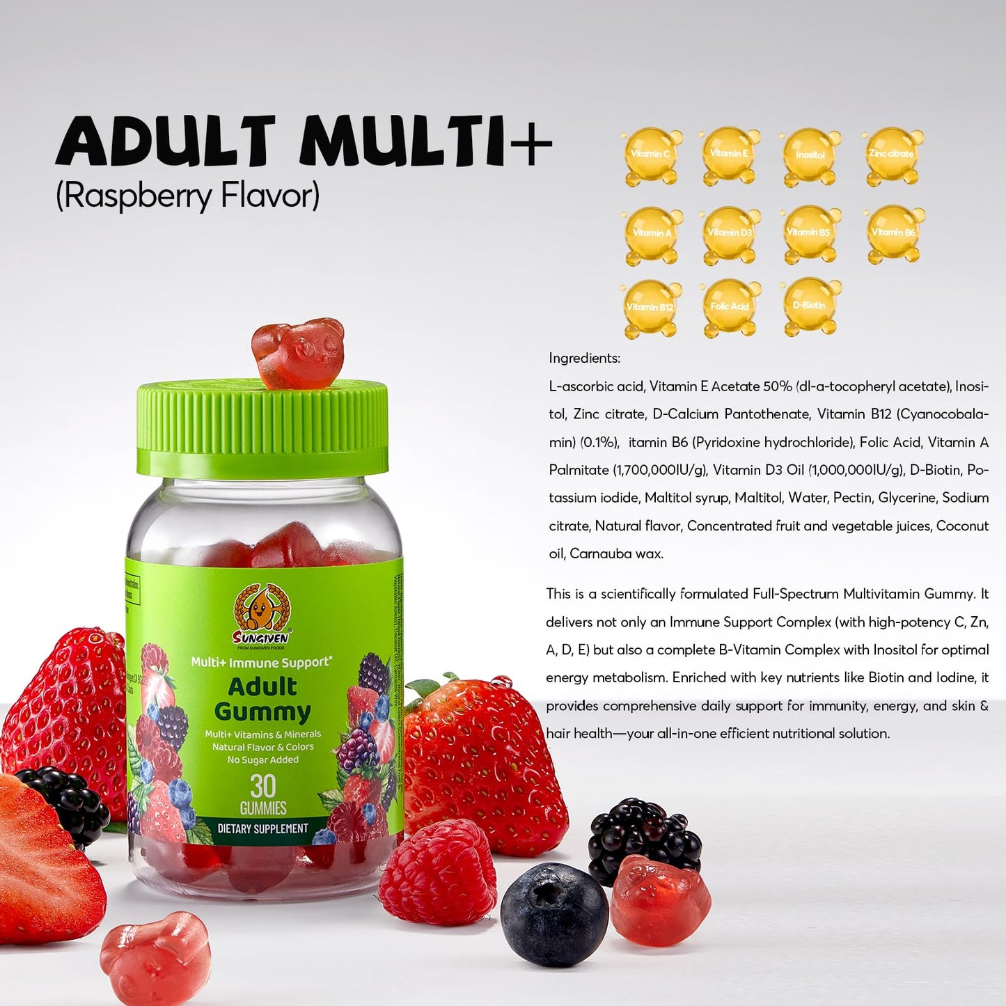 SUNGIVEN Men's Multivitamin Gummy, 90 Count