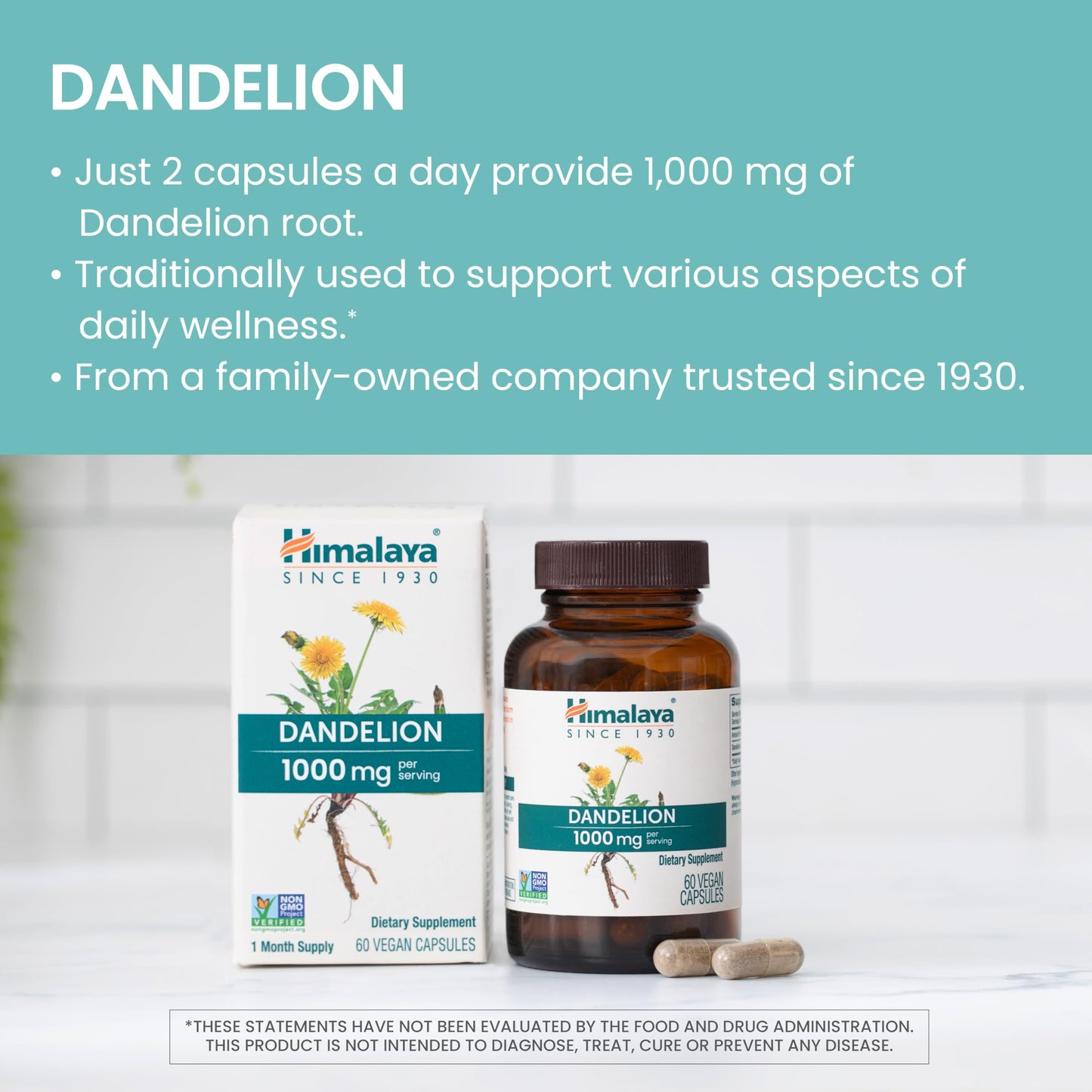 Himalaya Dandelion Root Supplement Capsules, 60 Count