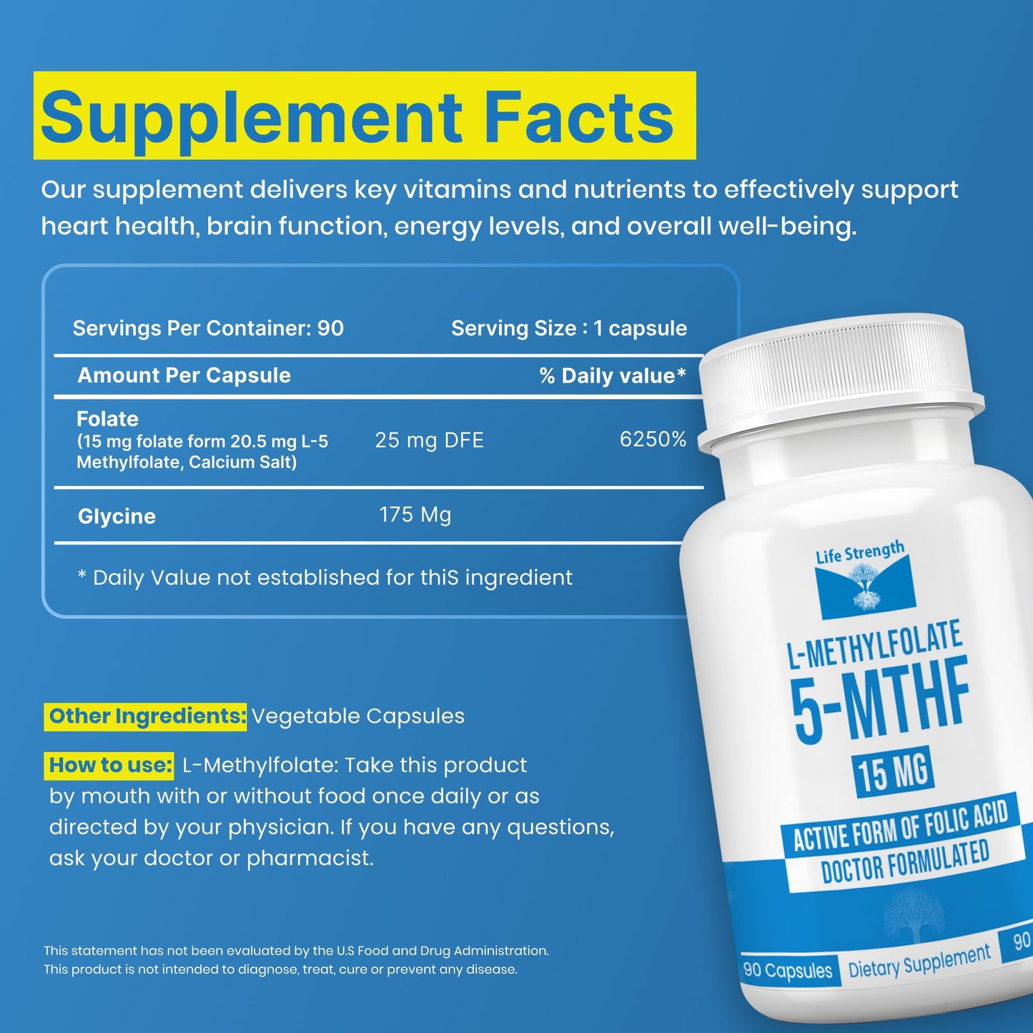 LifeStrength L-Methylfolate 15mg Capsules 90
