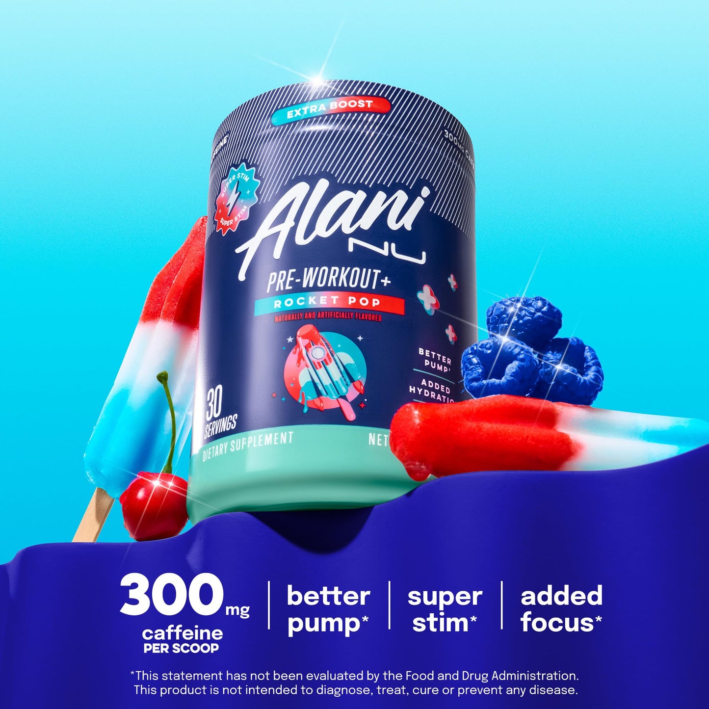 Alani Nu Pre Workout+ Powder Rocket POP, 13.8 Ounce