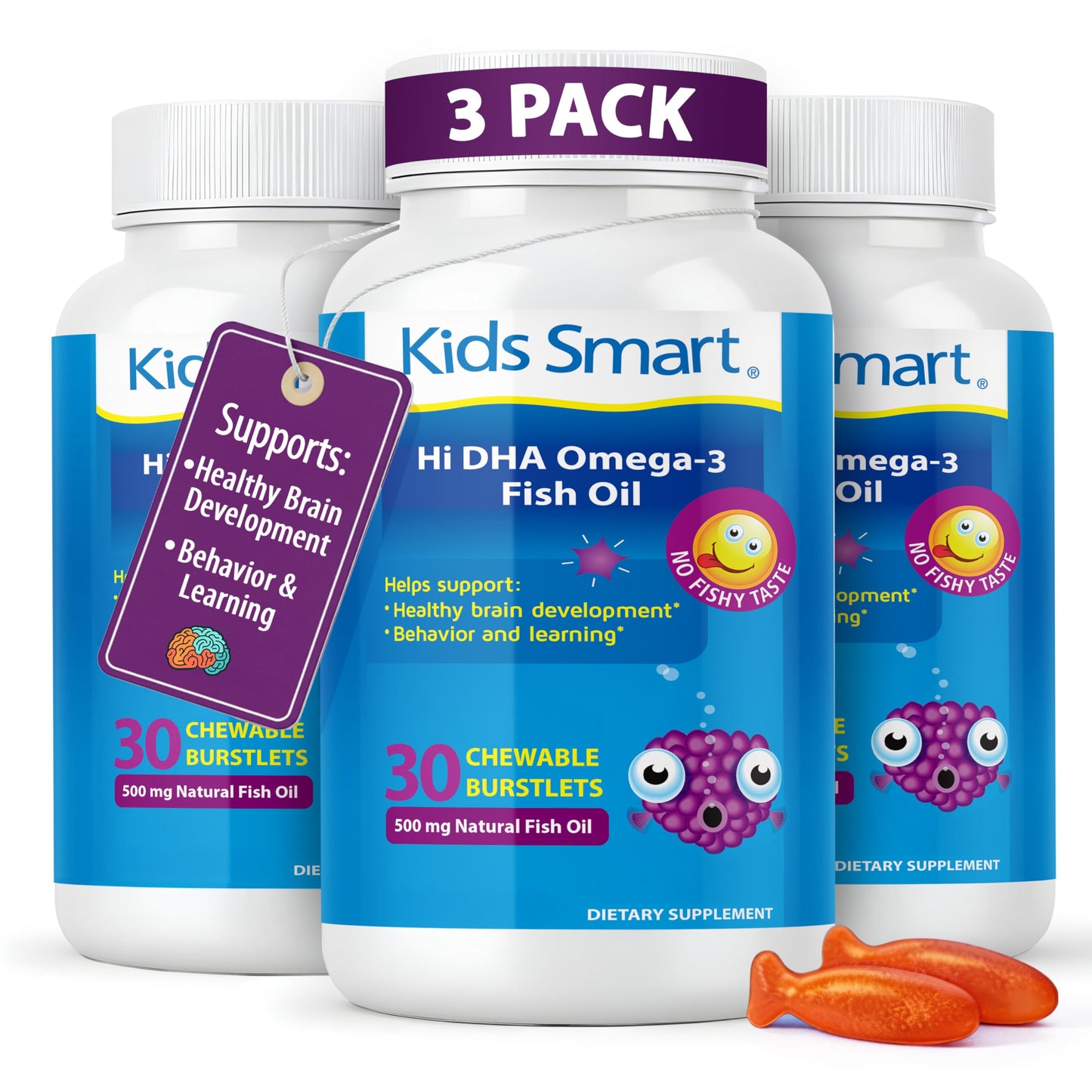 KIDS SMART Hi DHA Omega-3 Fish Oil Chewable, 3 Count