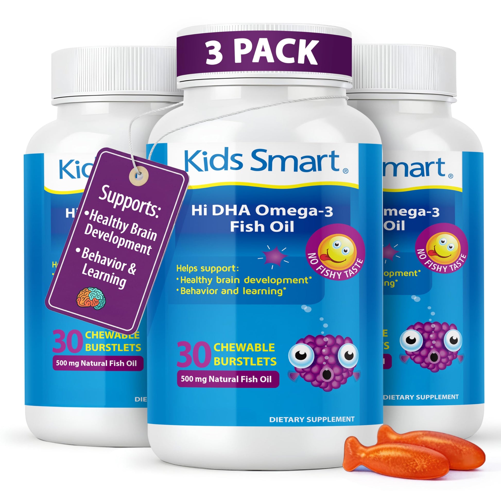 KIDS SMART Hi DHA Omega-3 Fish Oil Chewable, 3 Count