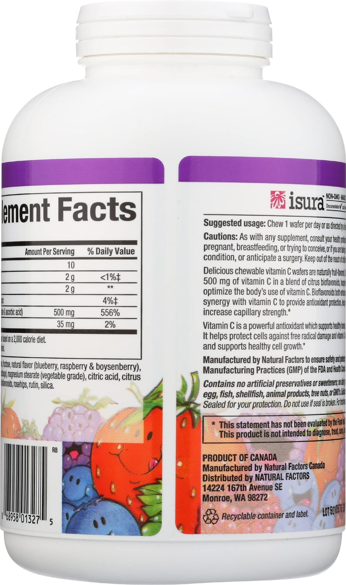 Natural Factors Kids Chewable Vitamin C 500 mg, 180 Count